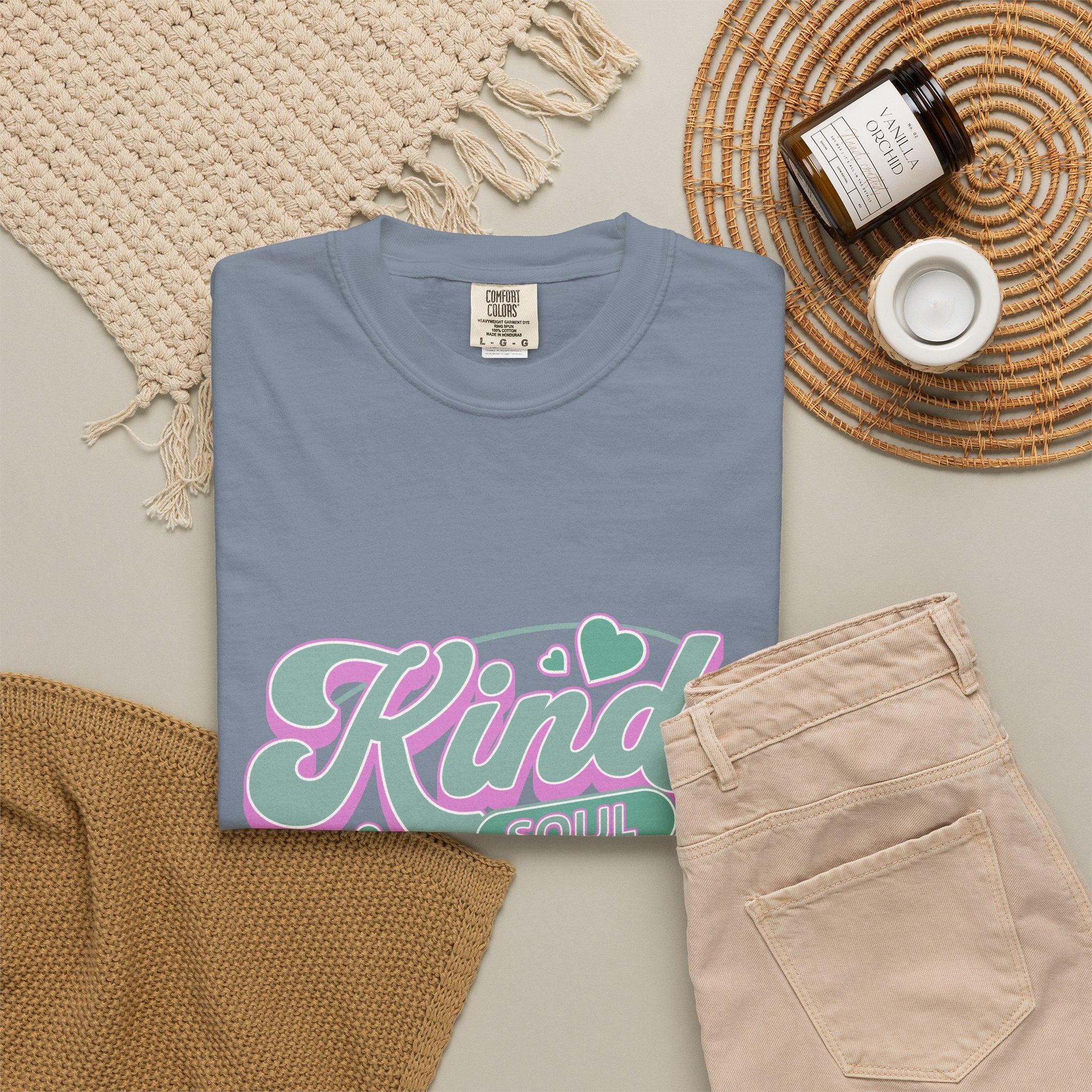 Textured Kind Soul T-Shirt — Retro Pastel Graphic Tee