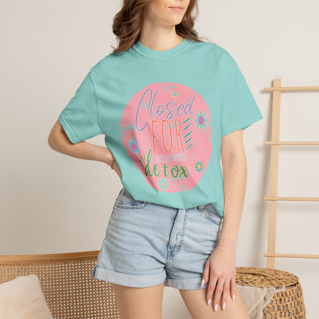 Closed For Detox Textured T‑Shirt — Cute Floral Wellness Tee
