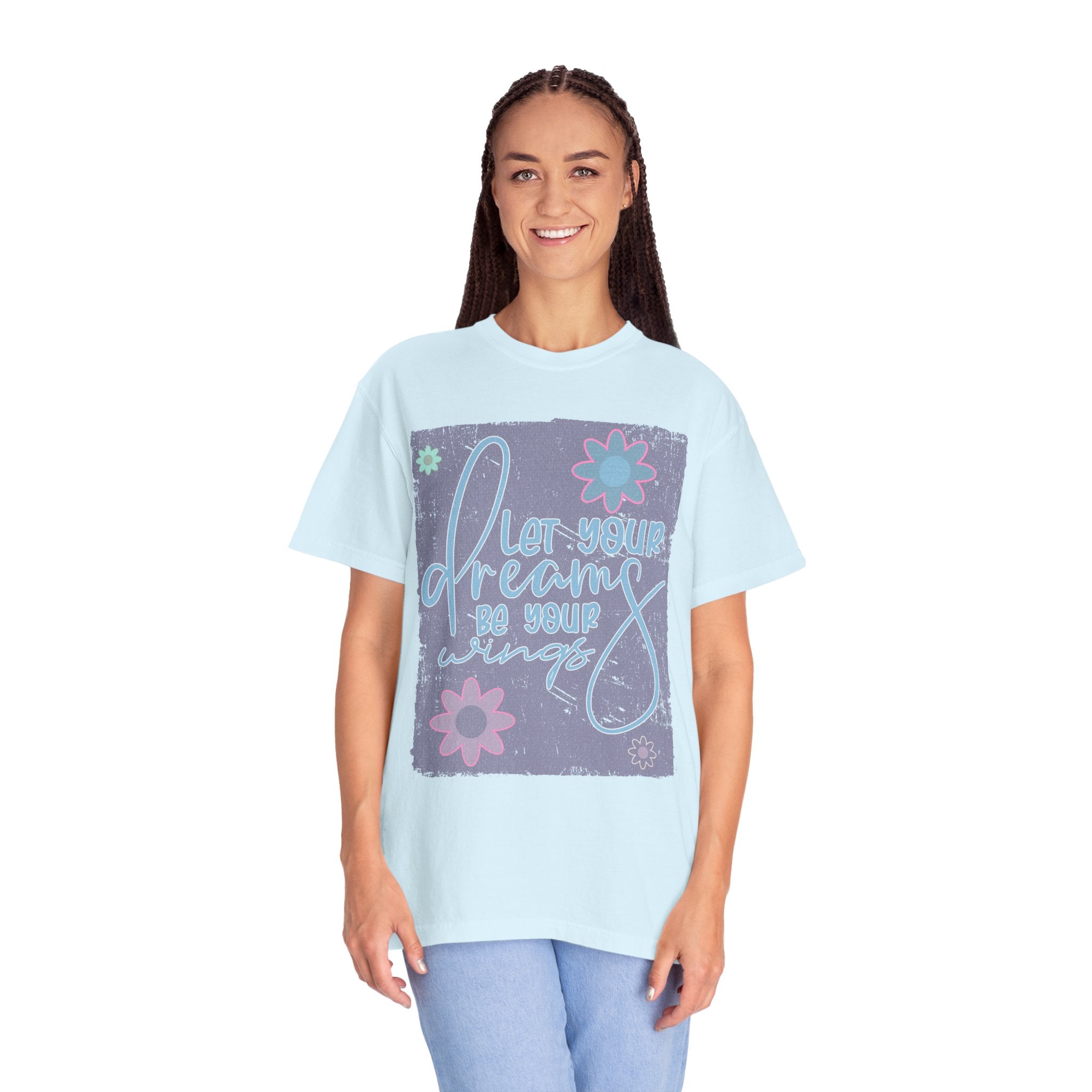 Textured Dream Big Floral T-Shirt — "Live Your Dreams" Inspirational Graphic Tee