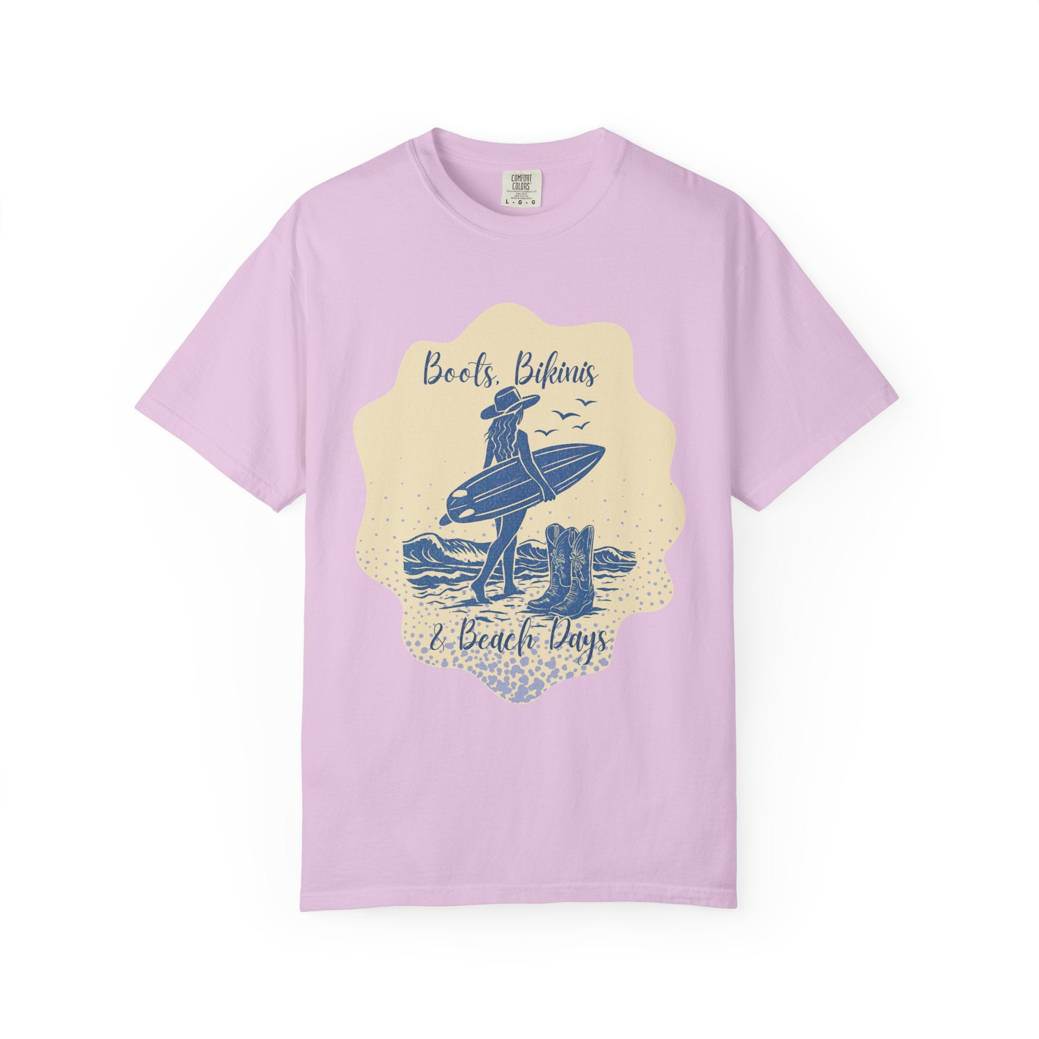 Textured Surf Vibes T-Shirt — 'Beach, Bikinis & Beach Days' Vintage Surf Graphic