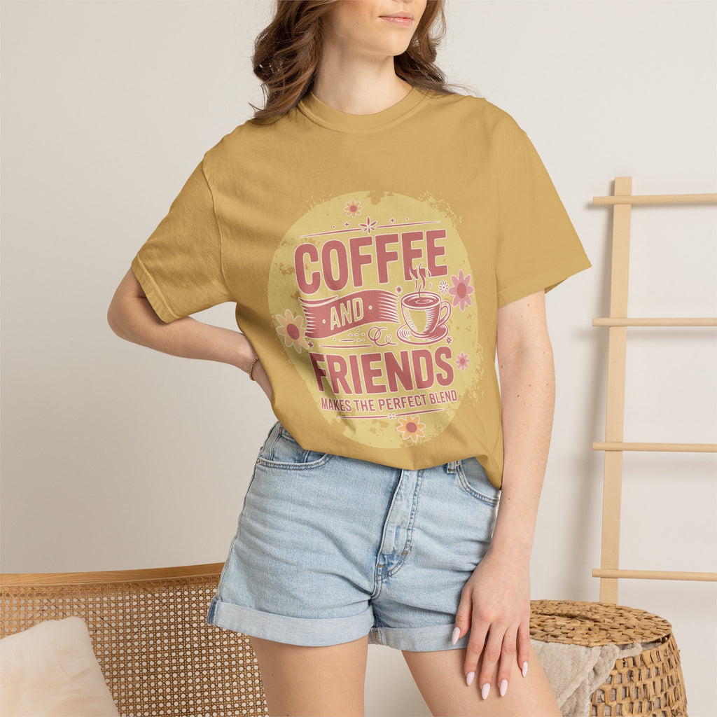 Coffee and Friends Textured T-Shirt — 'Makes the Perfect Blend' Casual Tee