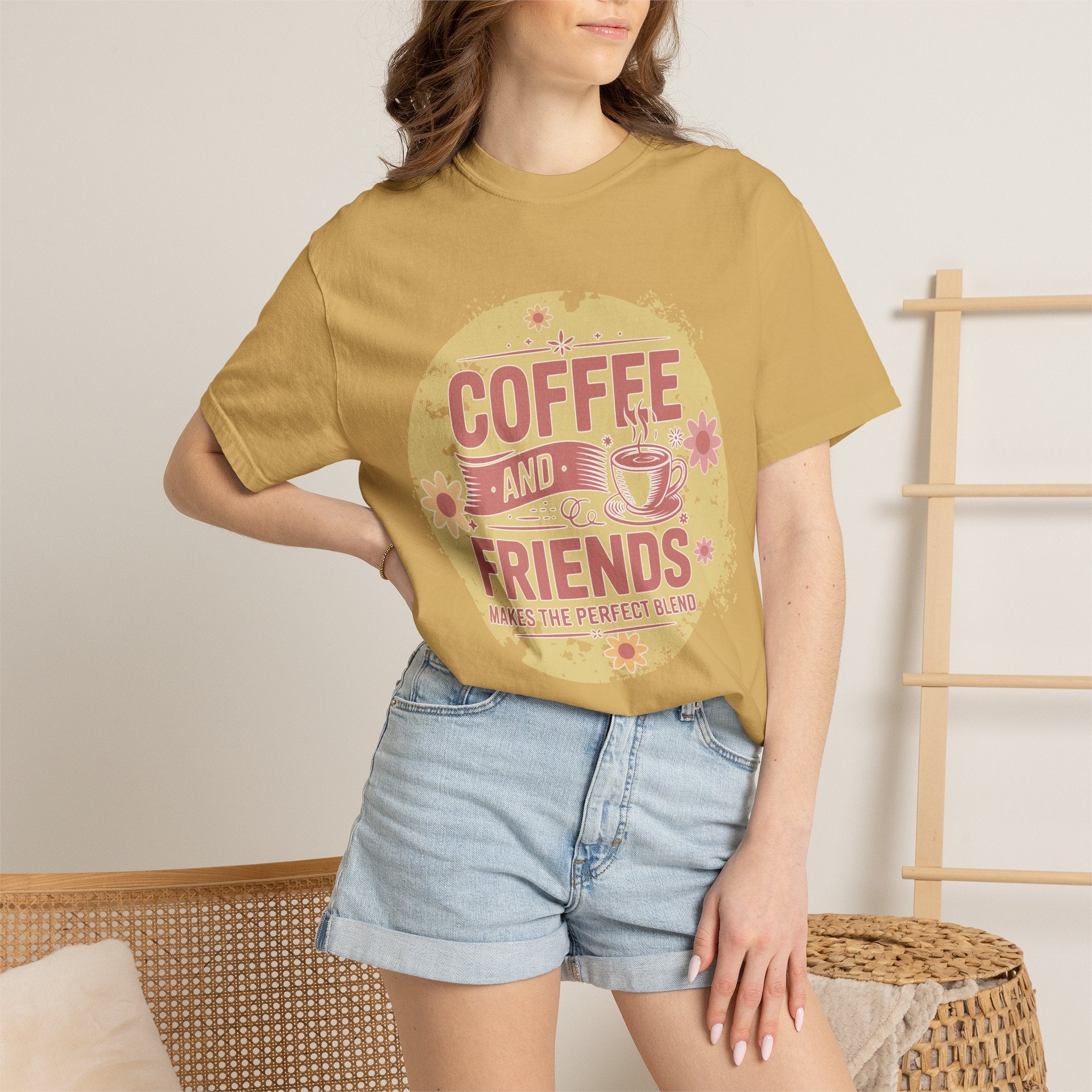 Coffee and Friends Textured T-Shirt — 'Makes the Perfect Blend' Casual Tee