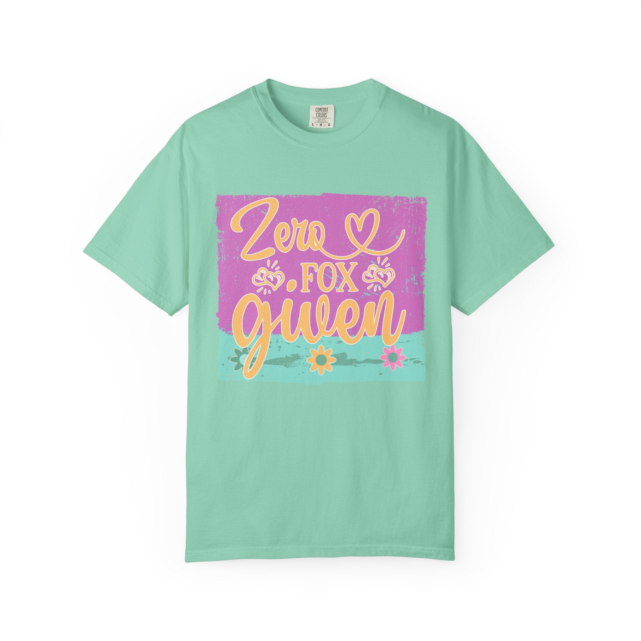 Textured T-Shirt — "Zero Fox Given" Retro Floral Graphic Tee
