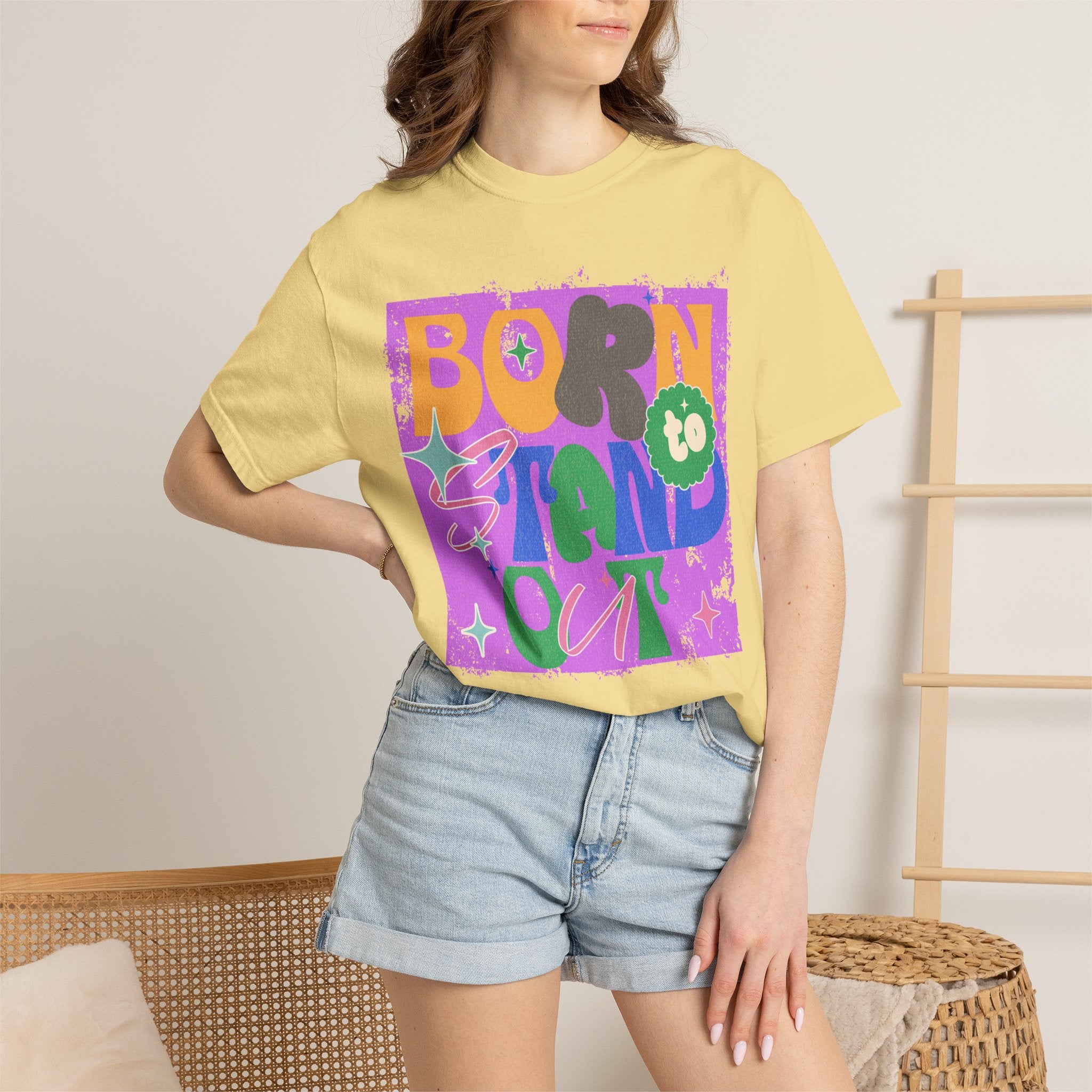 Born to Stand Out Graphic Textured T-Shirt