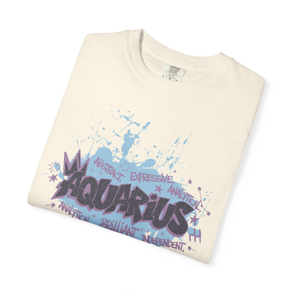 Aquarius Zodiac Textured T-Shirt — Water-Bearer Horoscope Tee