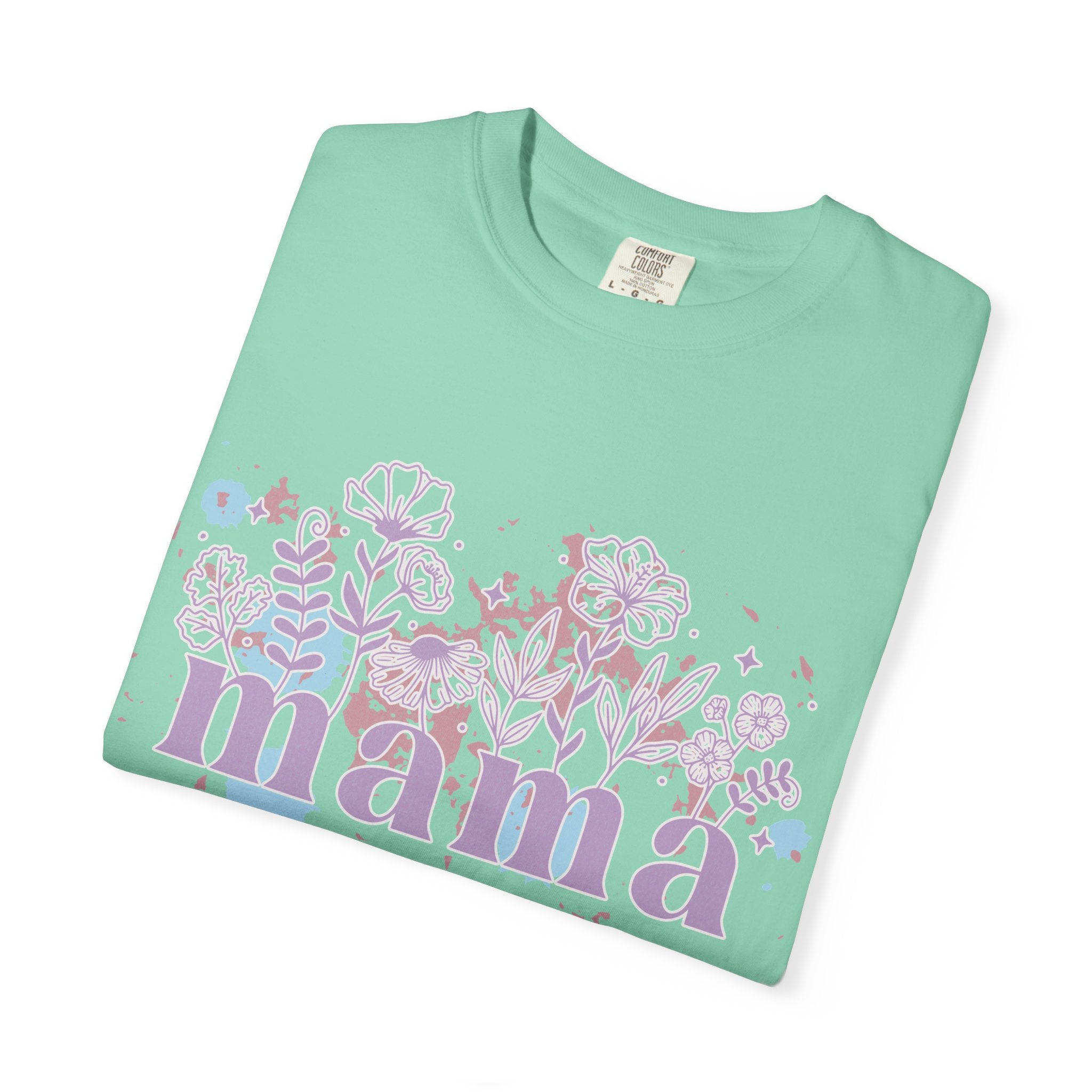 Mama Floral Splash Textured Tee — Pastel Garden Mother's Day T-Shirt