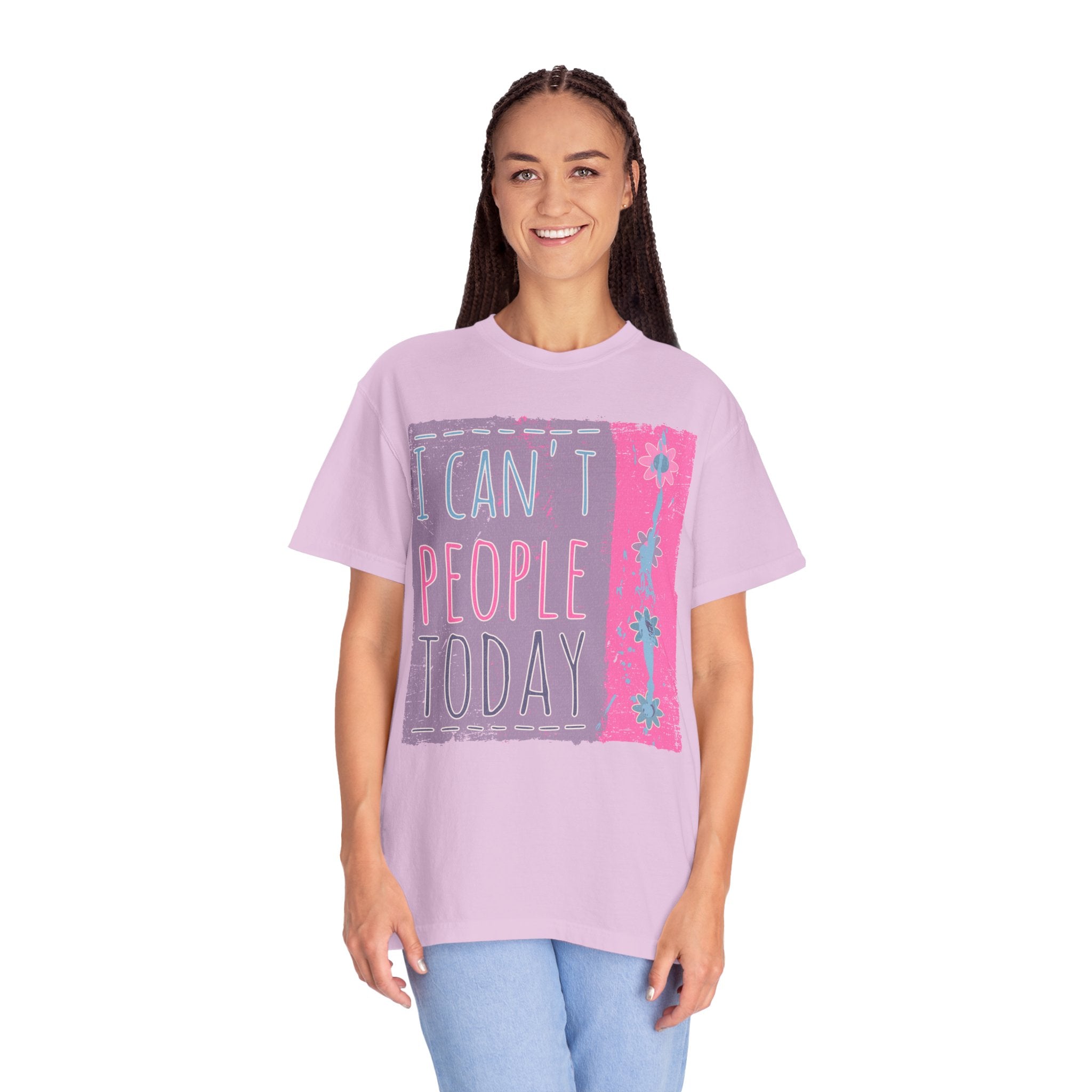 I Can't People Today Textured T-Shirt – Funny Introvert Graphic Tee