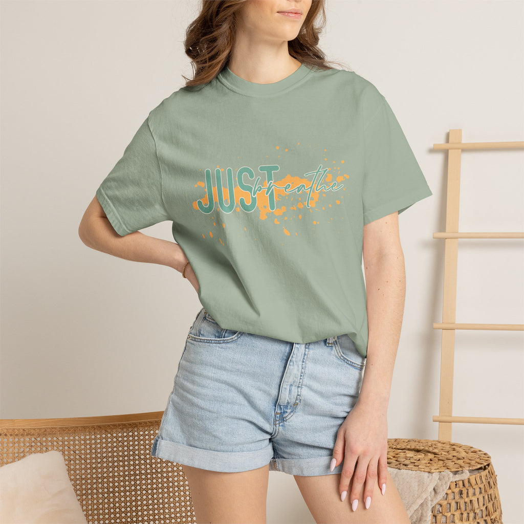 Just Breathe Textured T-Shirt — Relaxed Inspirational Graphic Tee