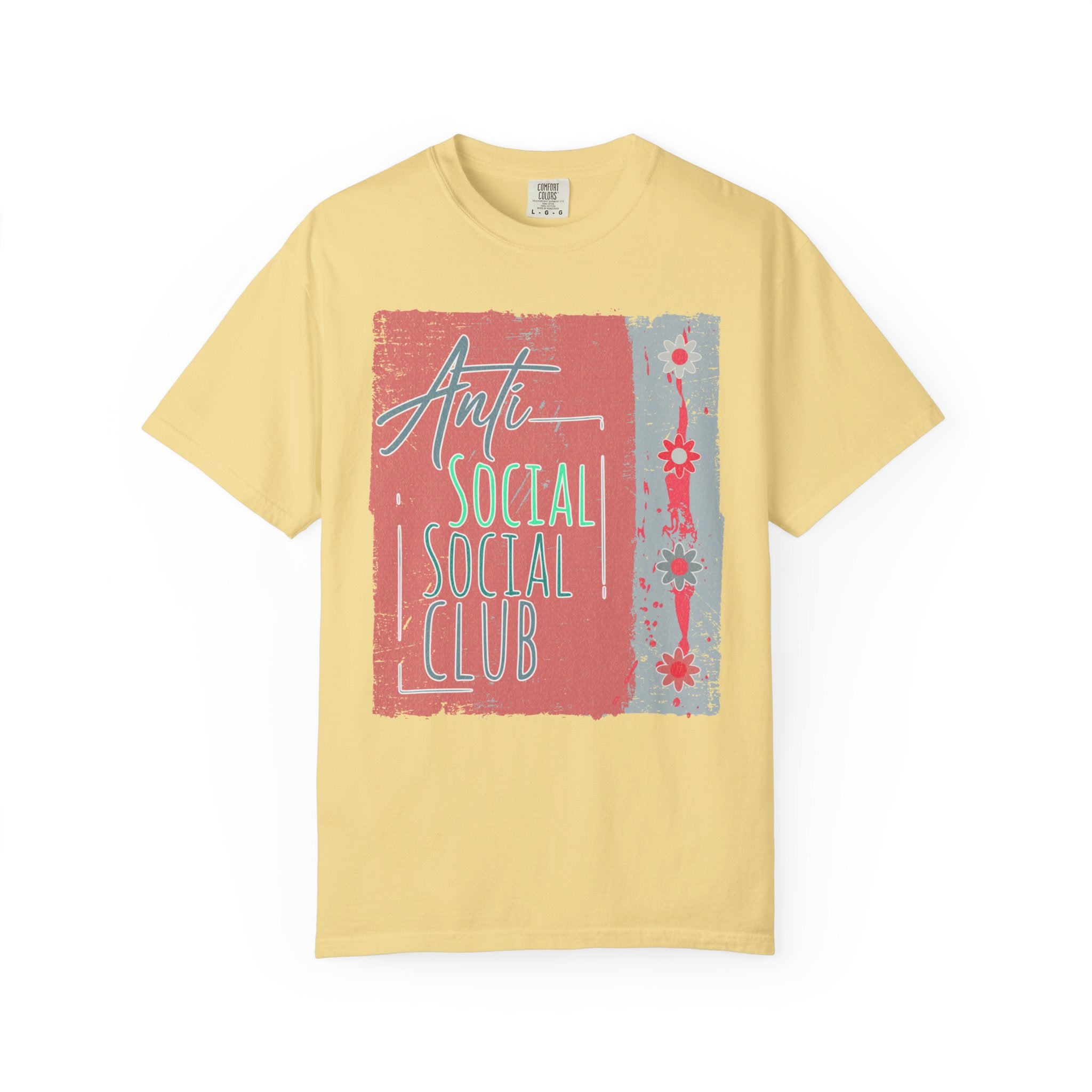 Textured Anti Social Social Club Graphic T-Shirt — Vintage Retro Block Print Tee