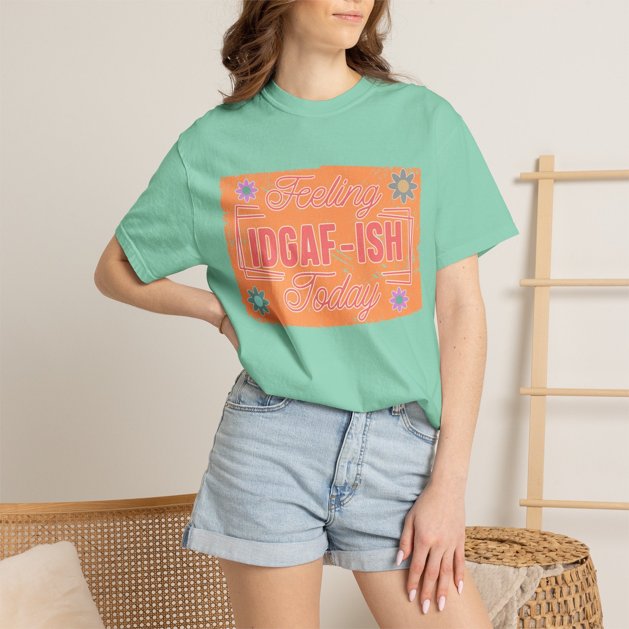 IDGAF-ISH Retro Floral Textured T-Shirt — Funny Sarcastic Graphic Tee