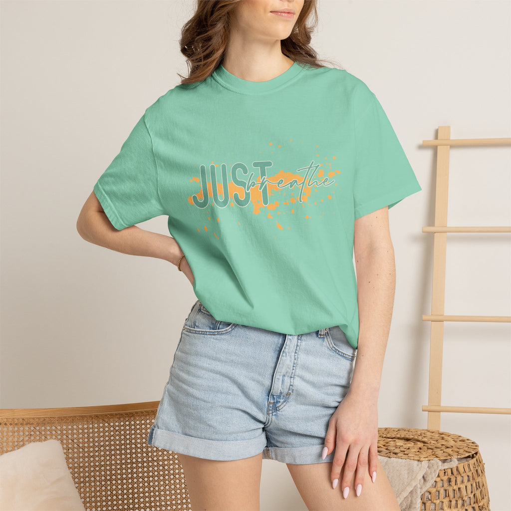 Just Breathe Textured T-Shirt — Relaxed Inspirational Graphic Tee