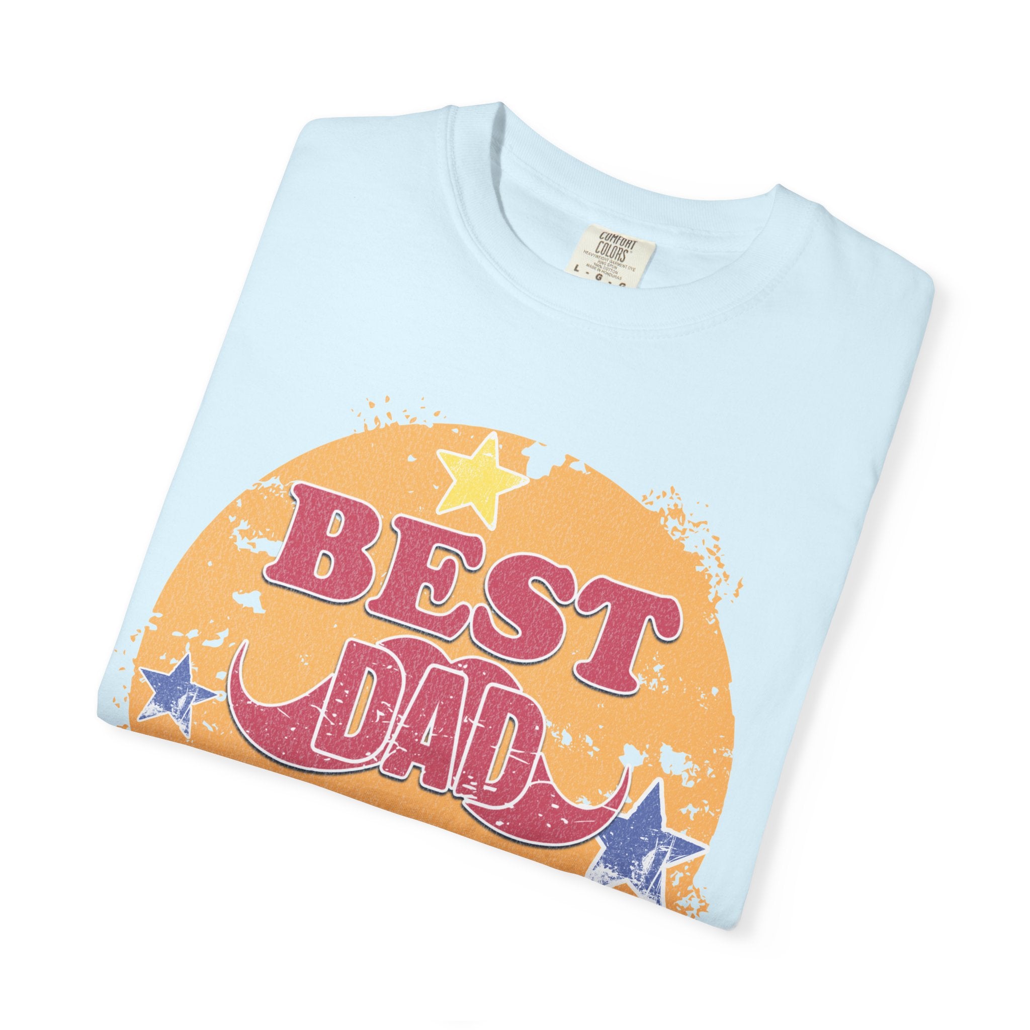 Best Dad Ever Textured T-Shirt — Retro Stars Father's Day Tee