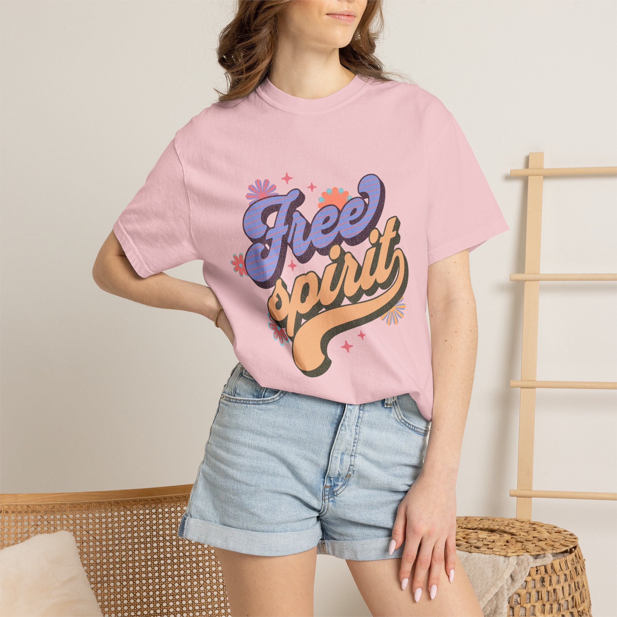 Textured Free Spirit T-Shirt — Retro Hand-Lettered Graphic Tee