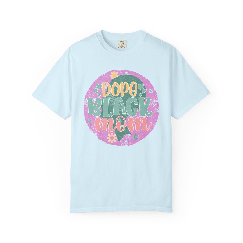 Dope Black Mom Textured T-Shirt — Retro Floral Pride Tee for Black Moms