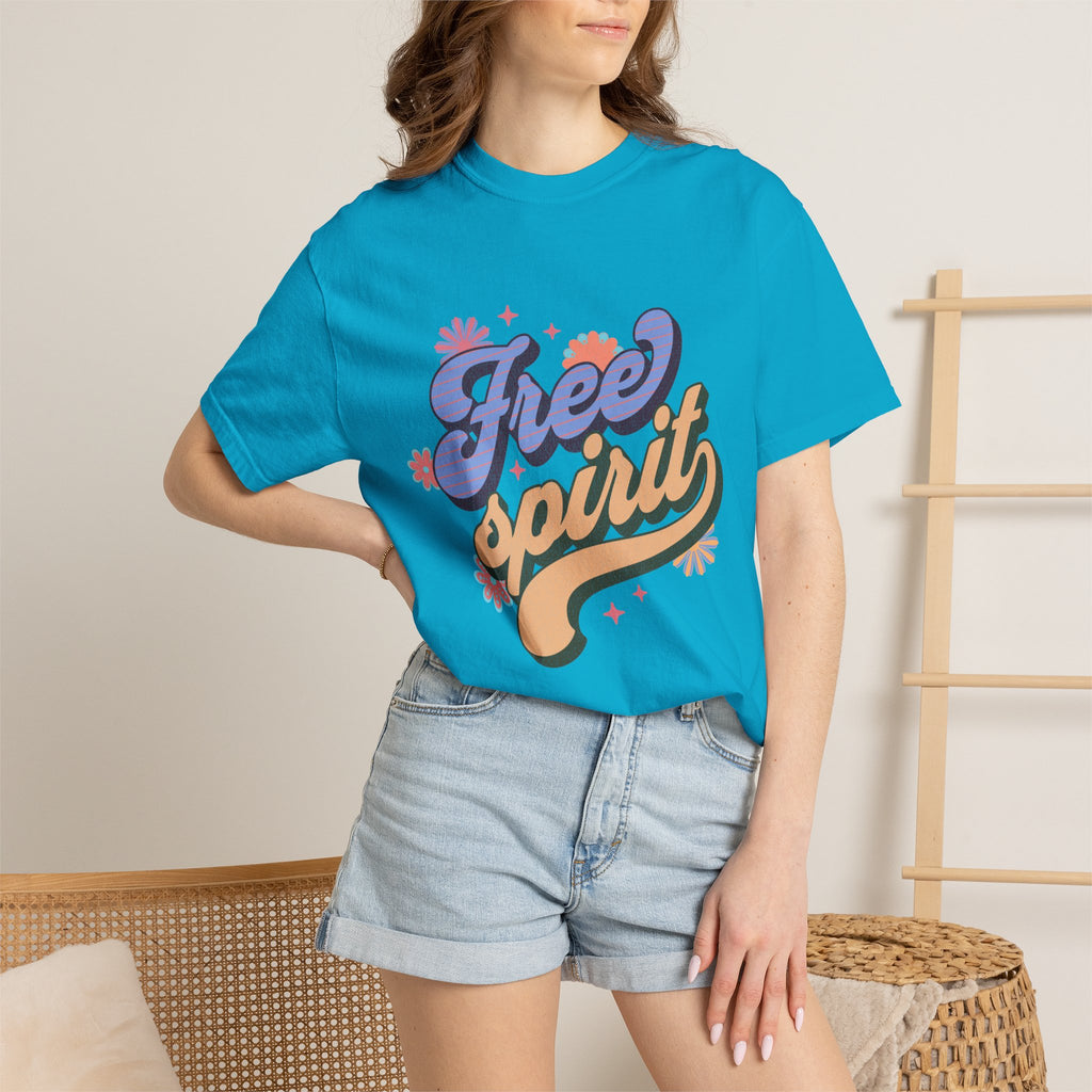 Textured Free Spirit T-Shirt — Retro Hand-Lettered Graphic Tee