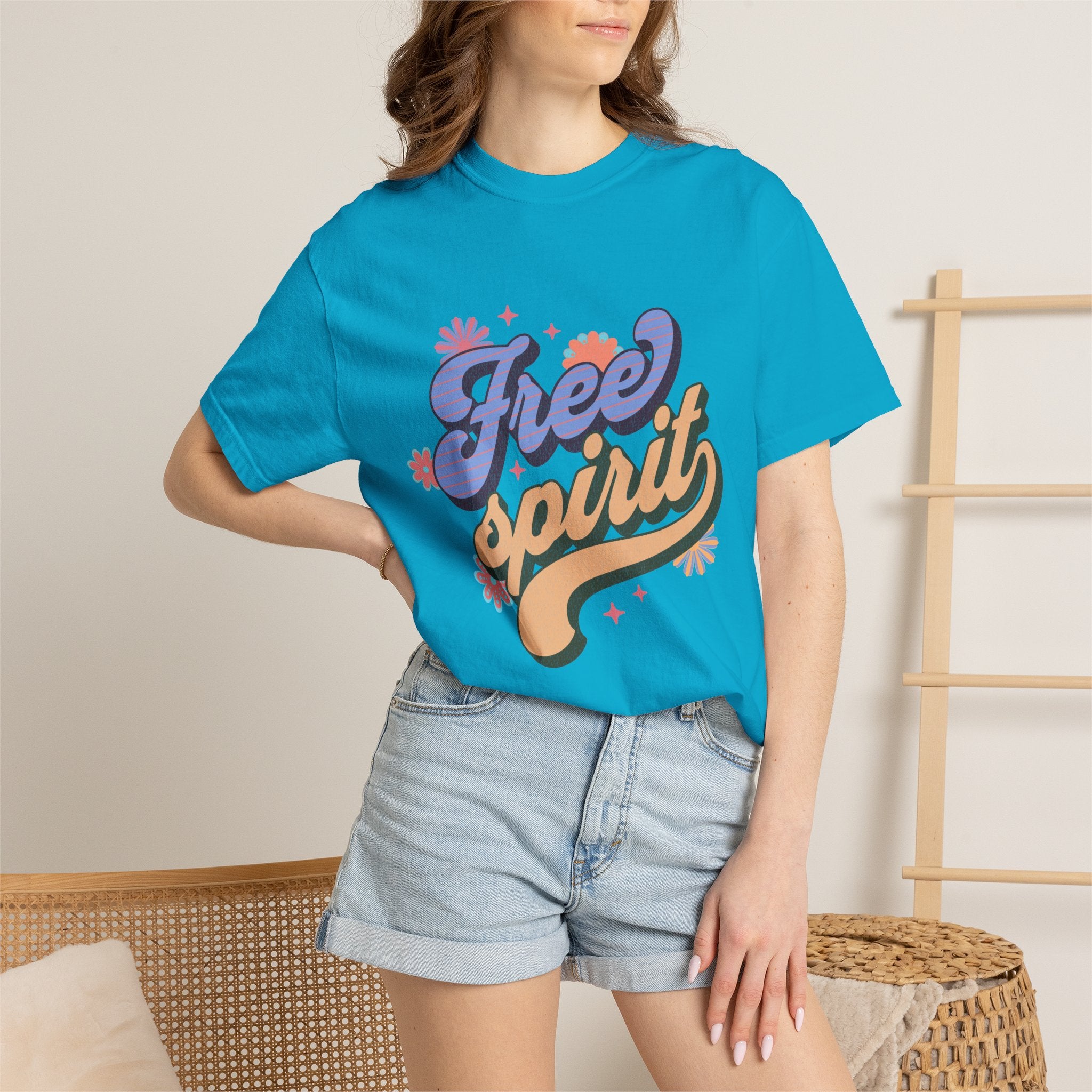 Textured Free Spirit T-Shirt — Retro Hand-Lettered Graphic Tee