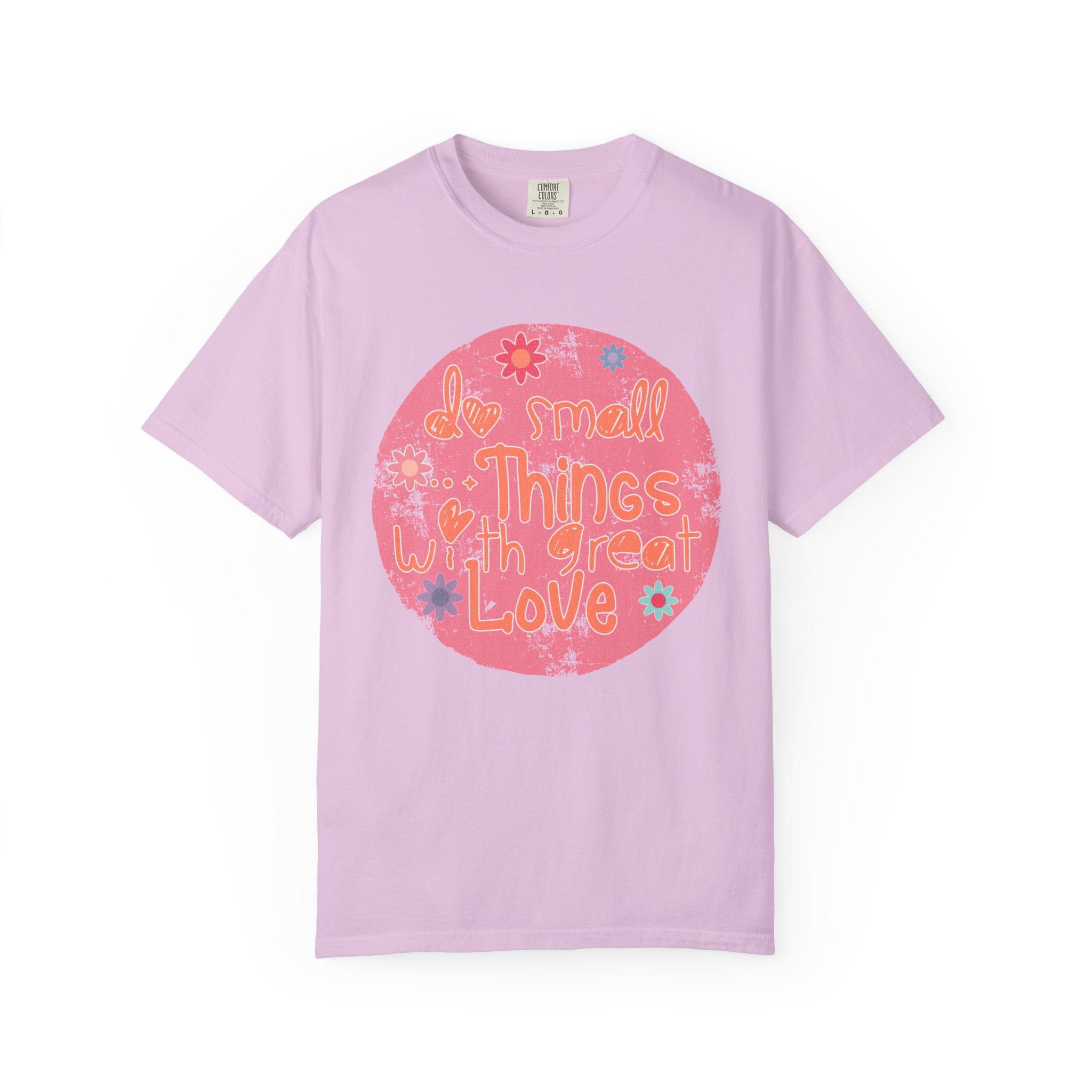Textured T-Shirt — "Do Small Things With Great Love" Floral Circle Graphic