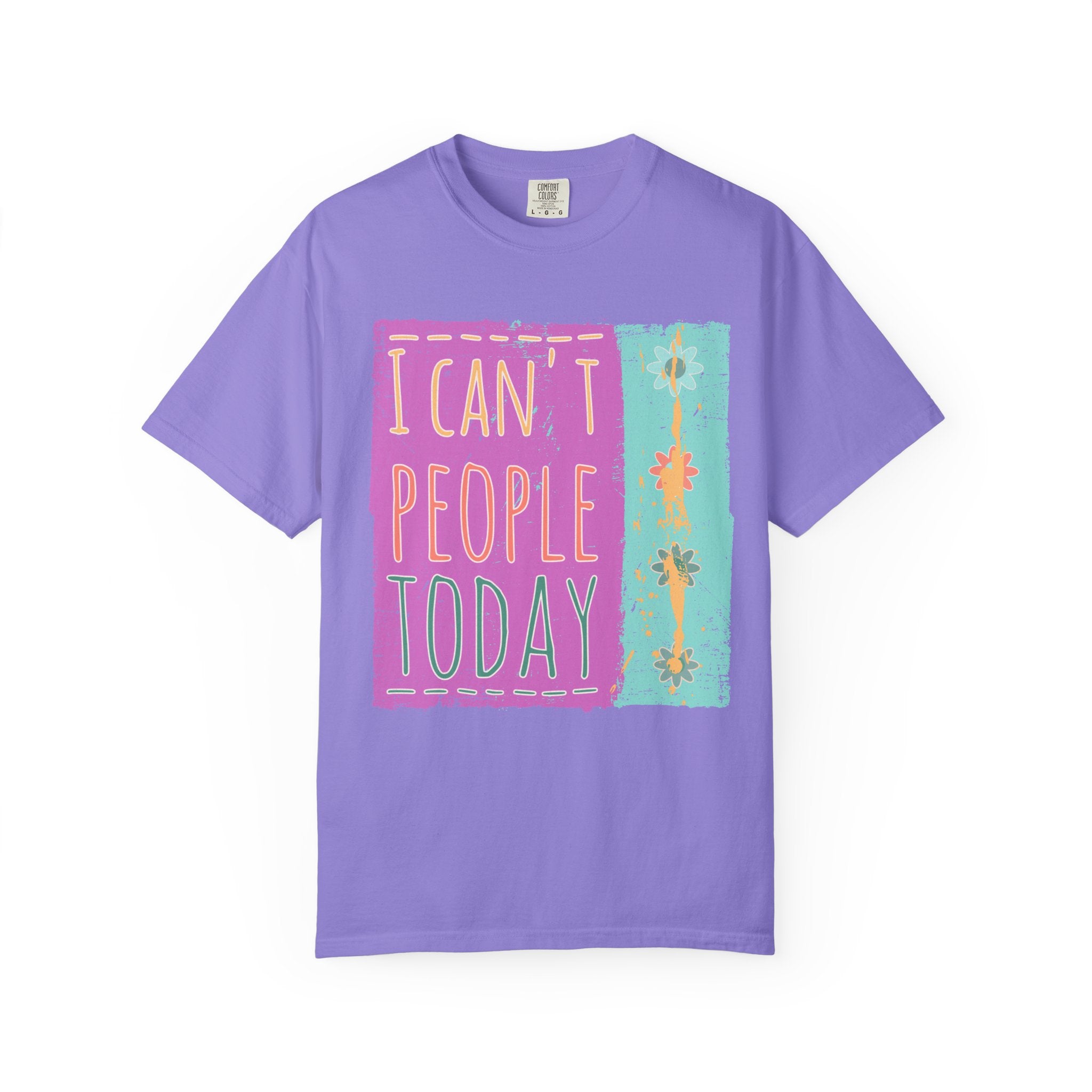 Textured I Can't People Today T-Shirt — Funny Introvert Graphic Tee