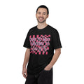 Textured Graphic Tee — “Due to Not Wanting to” Pink Checkerboard T-Shirt