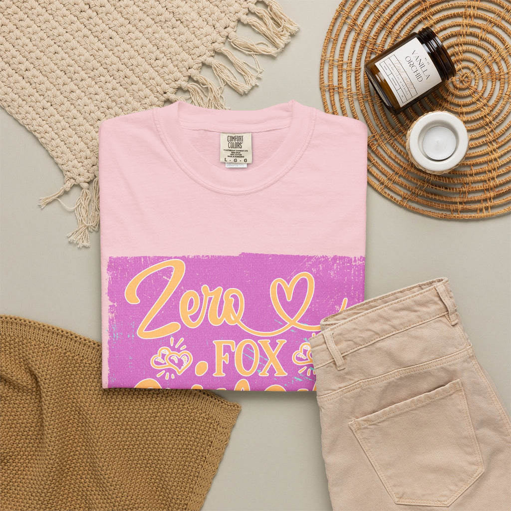 Textured T-Shirt — "Zero Fox Given" Retro Floral Graphic Tee