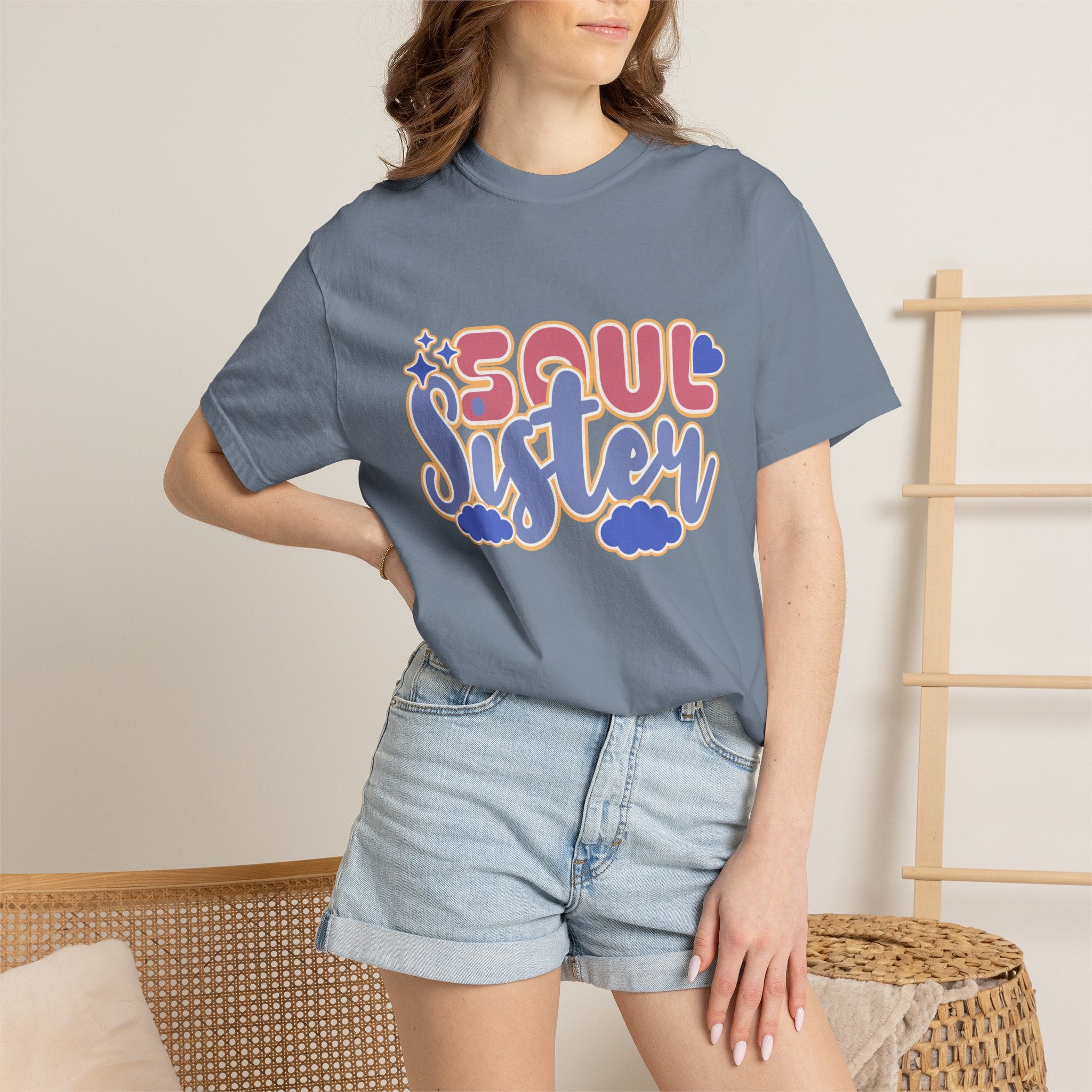Soul Sister Textured T-Shirt — Retro Script Graphic Tee