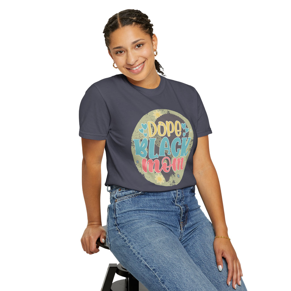 Dope Black Mom Textured T-Shirt — Floral Retro Graphic Tee for Moms