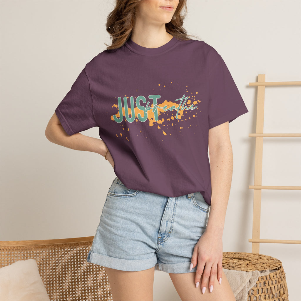 Just Breathe Textured T-Shirt — Relaxed Inspirational Graphic Tee