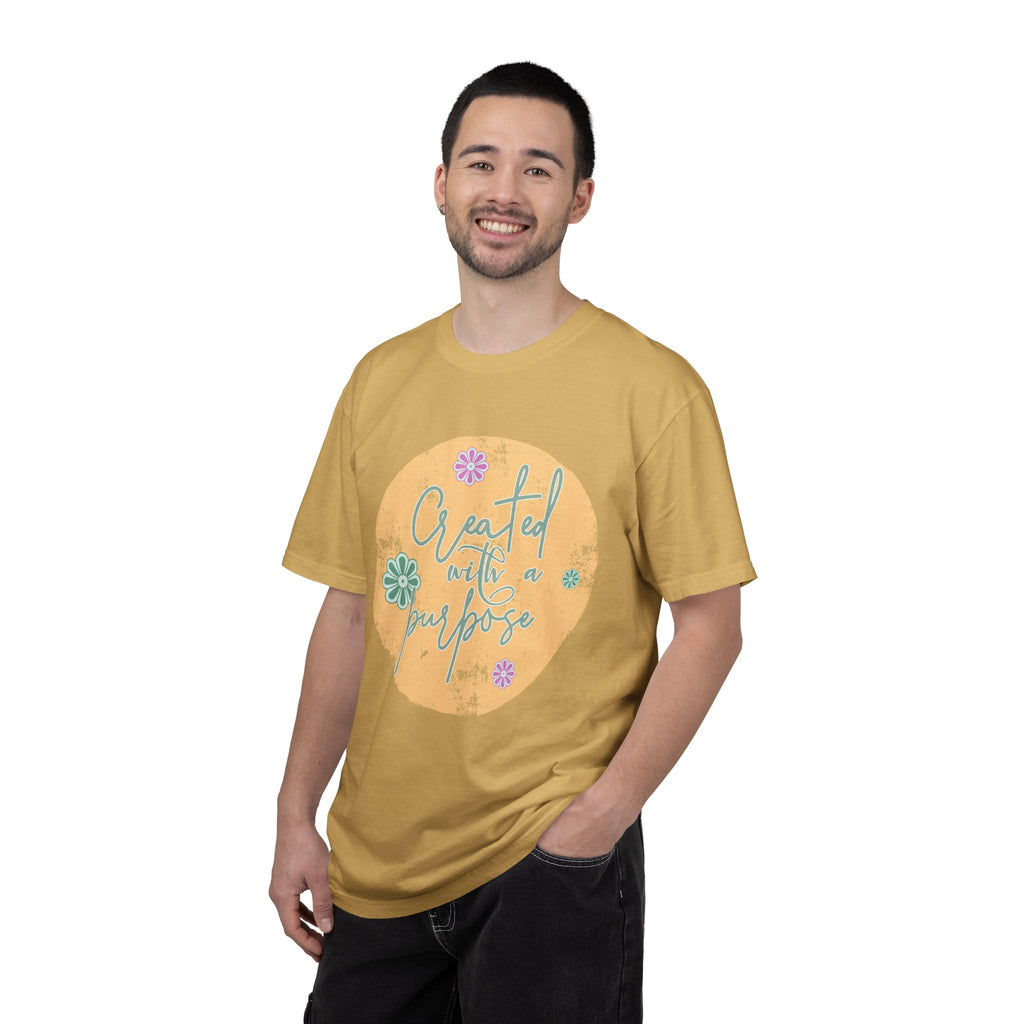 Created with a Purpose T-shirt |Textured Floral Handlettering Circle Design