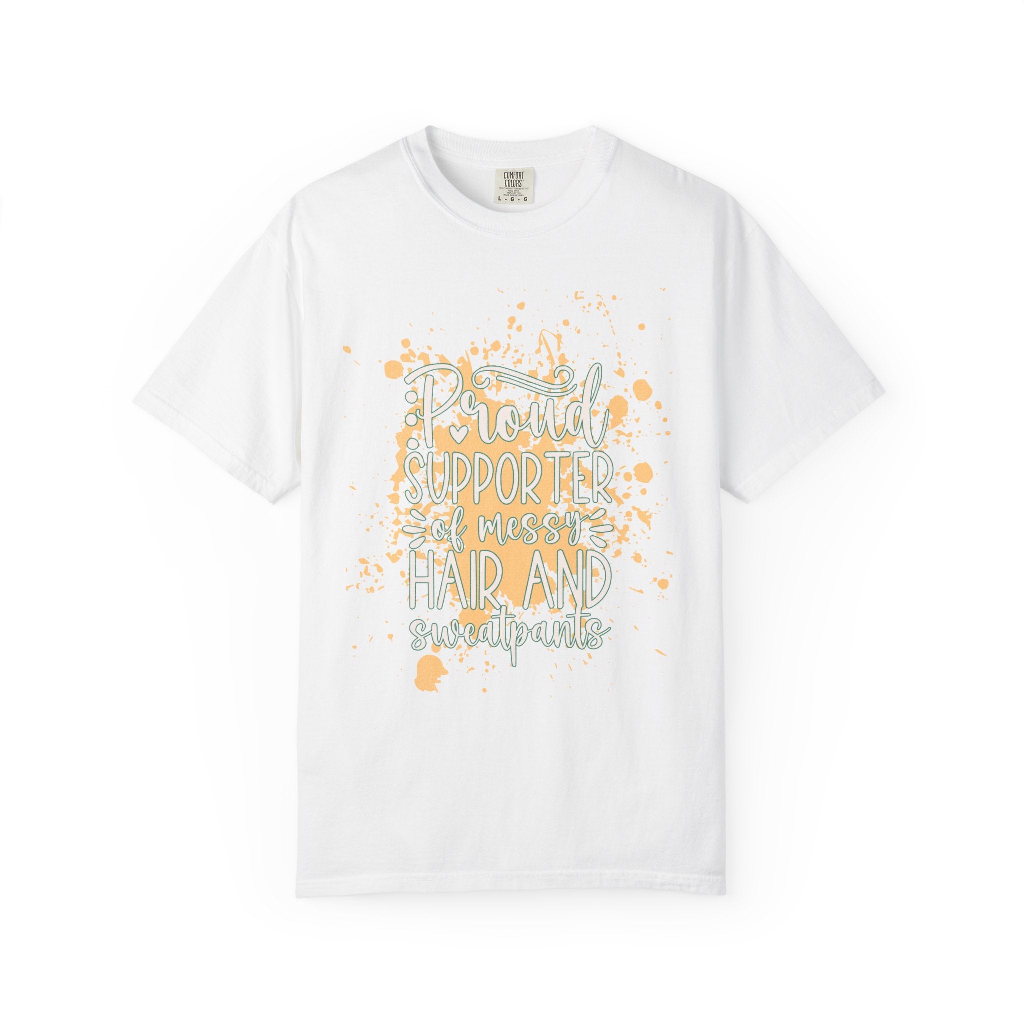 Textured Support My Messy Hair T-Shirt — Funny Mom/Parent Casual Tee