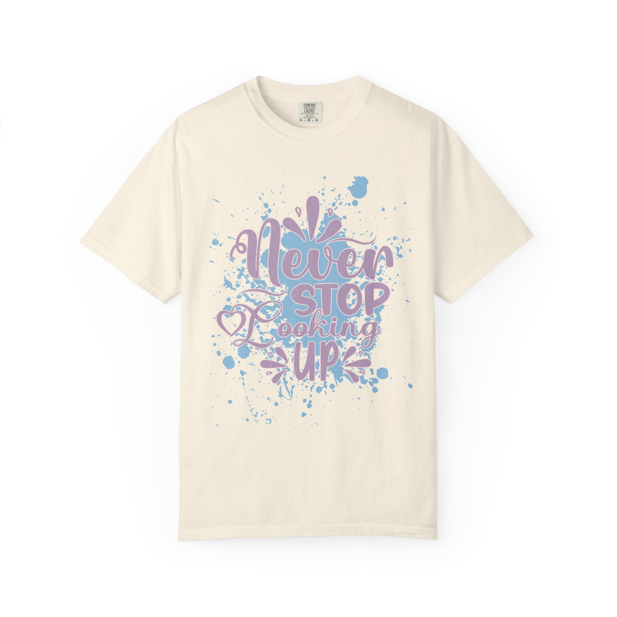 Retro Never Stop Looking Up Tee Textured Inspirational Graphic T-Shirt