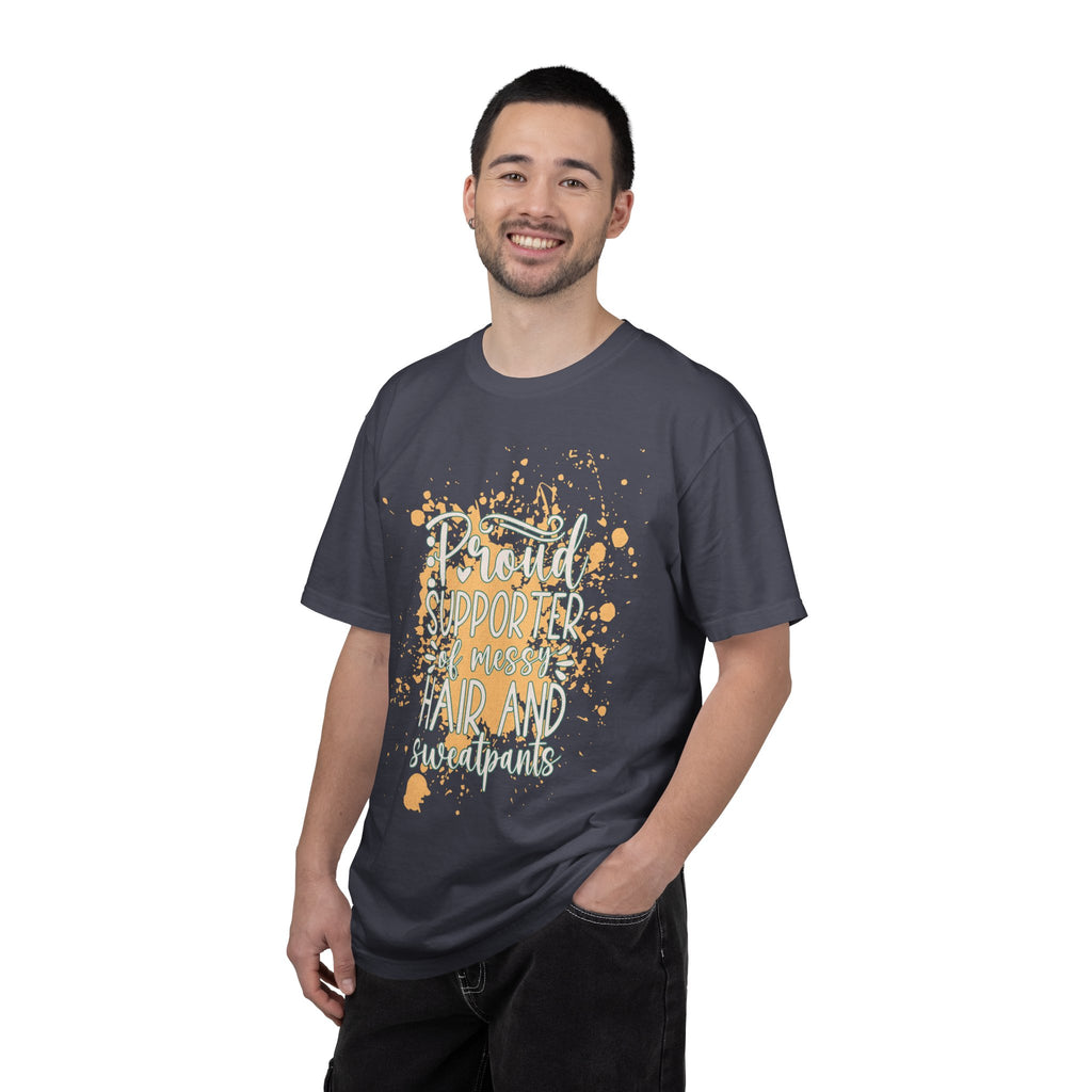 Textured Support My Messy Hair T-Shirt — Funny Mom/Parent Casual Tee