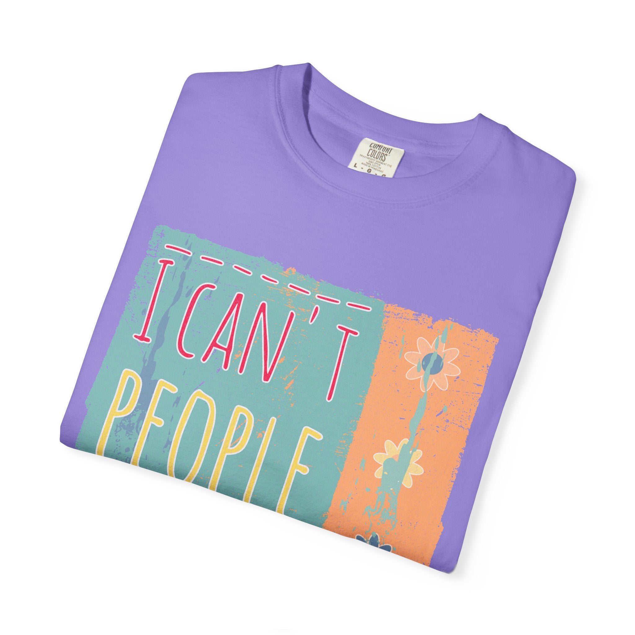 Textured I Can't People Today T-Shirt — Funny Introvert Graphic Tee