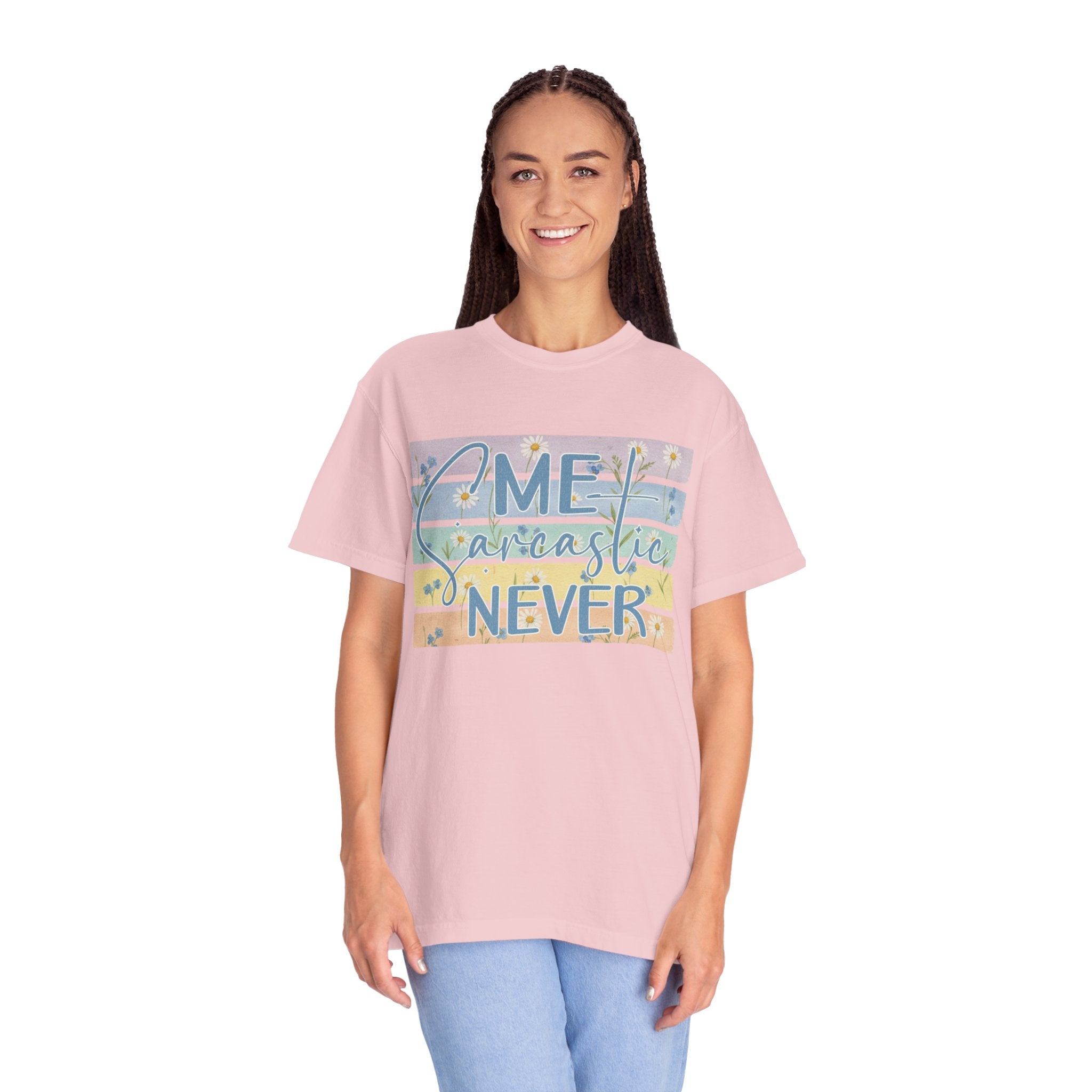 Textured Me? Sarcastic Never T-Shirt — Pastel Striped Funny Tee