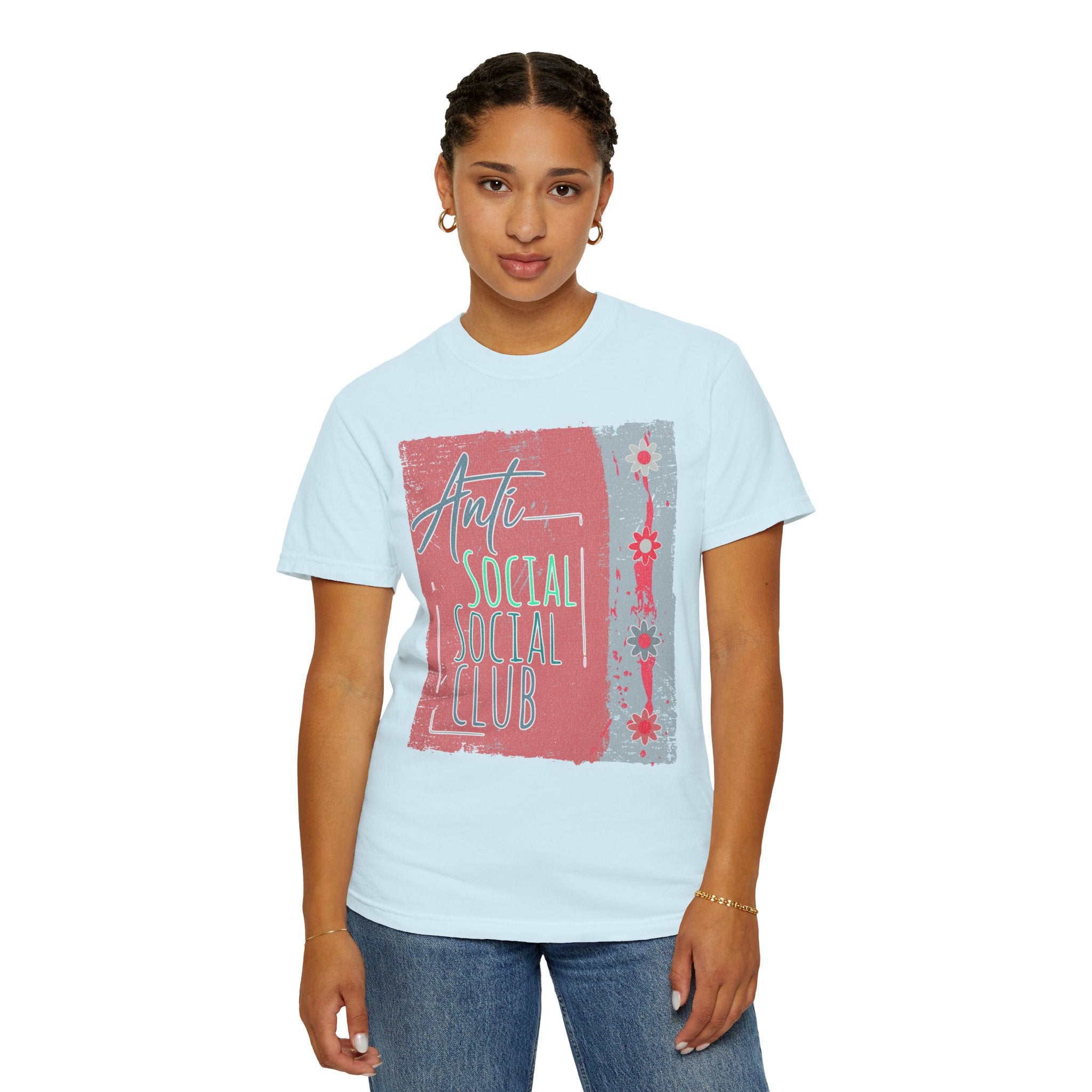 Textured Anti Social Social Club Graphic T-Shirt — Vintage Retro Block Print Tee