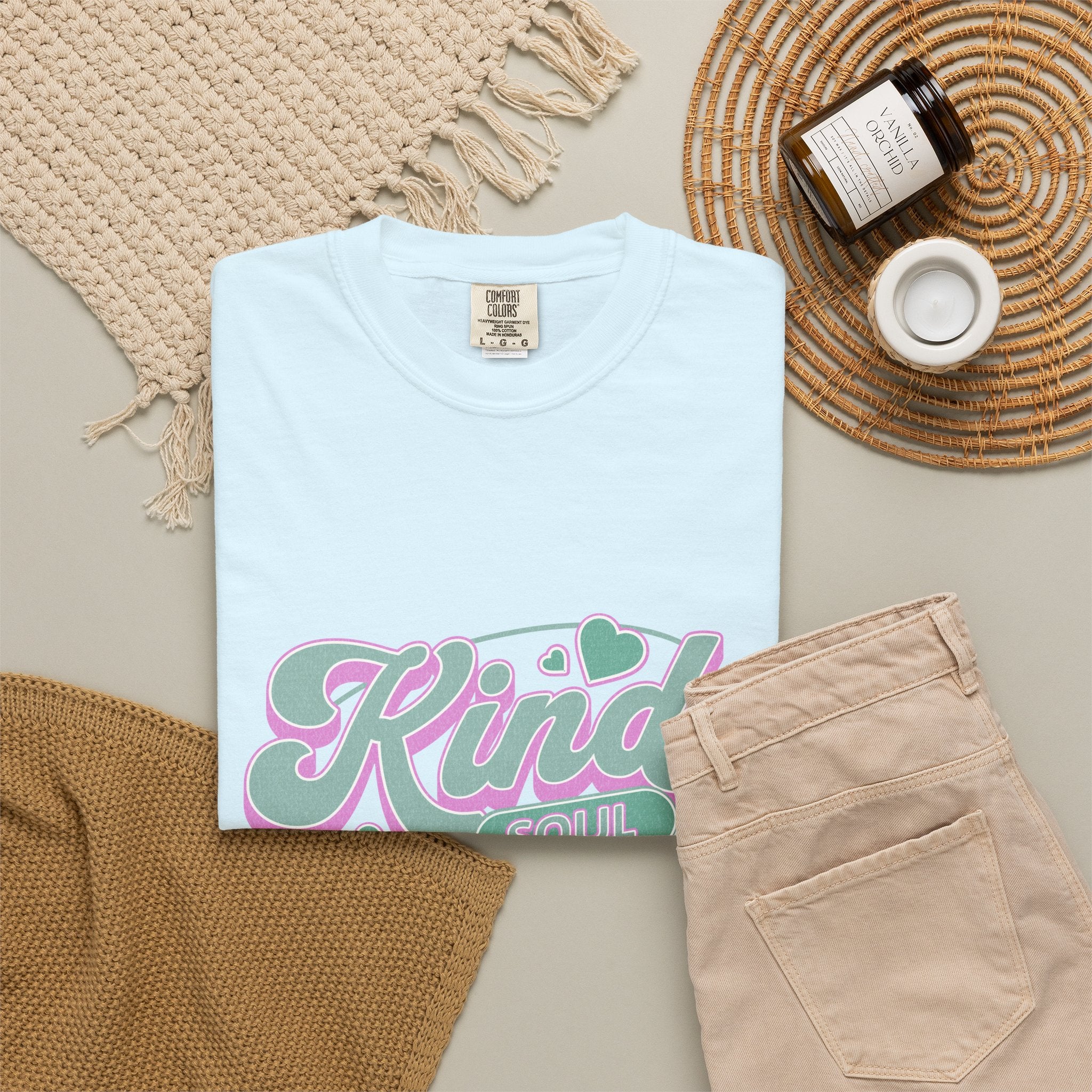 Textured Kind Soul T-Shirt — Retro Pastel Graphic Tee
