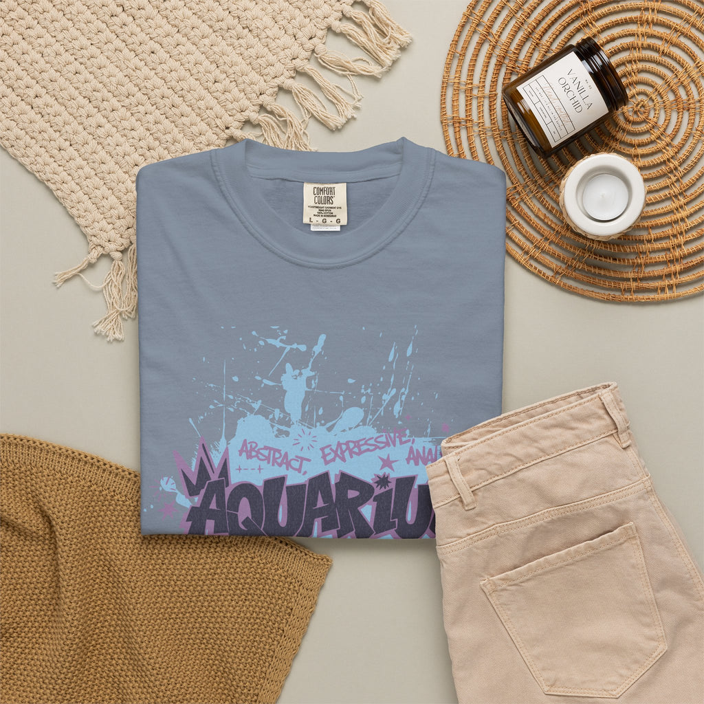 Aquarius Zodiac Textured T-Shirt — Water-Bearer Horoscope Tee
