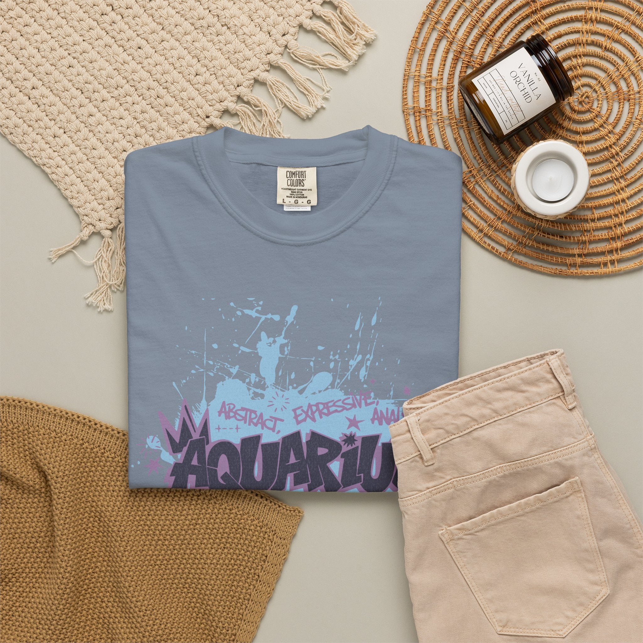 Aquarius Zodiac Textured T-Shirt — Water-Bearer Horoscope Tee