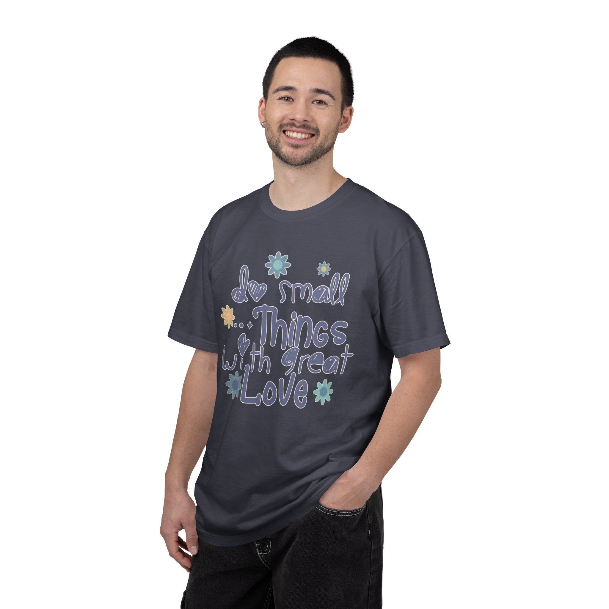 Textured T-Shirt — "Do Small Things with Great Love" Floral Graphic Tee