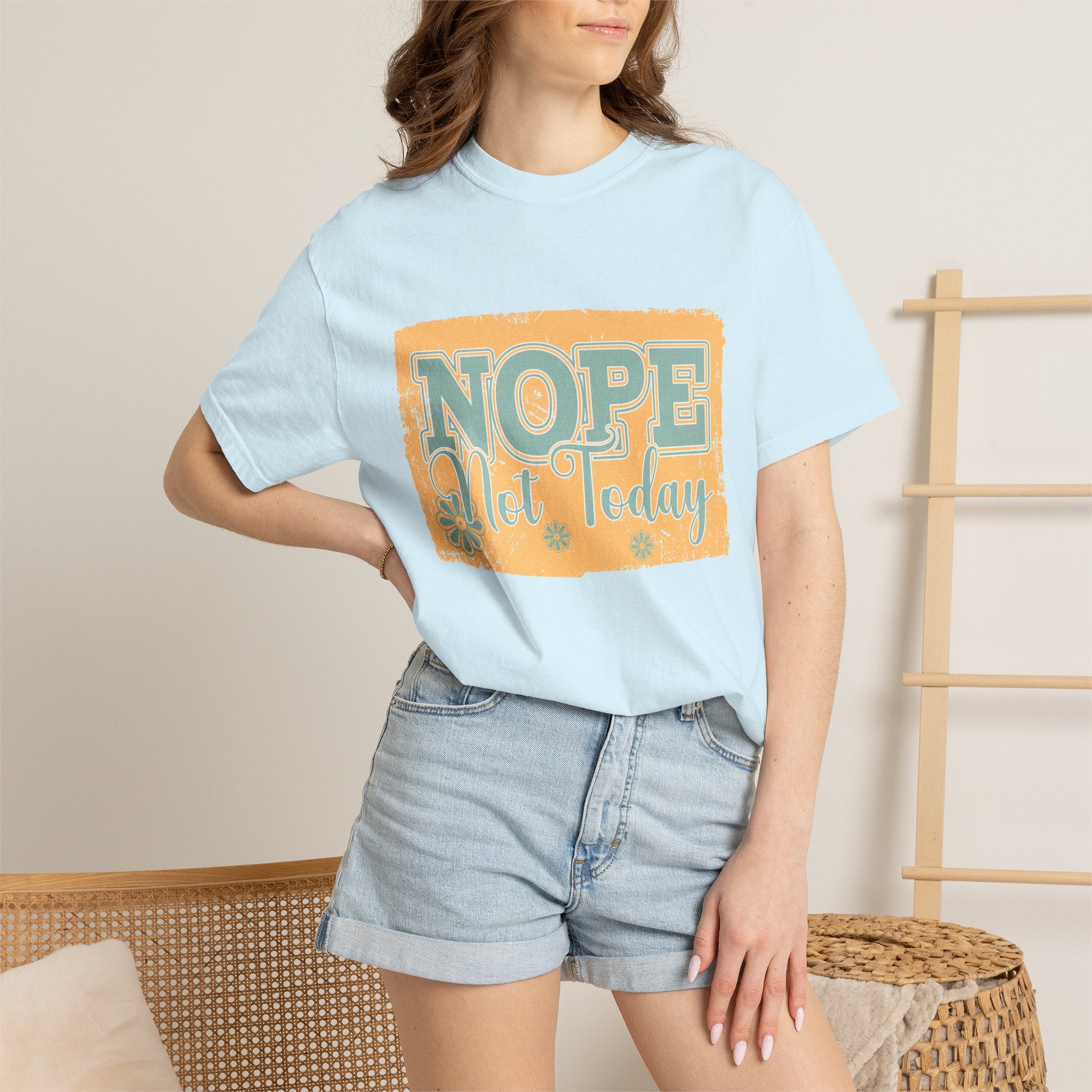 NOPE Not Today T-shirt | Textured Retro Beach Script Graphic