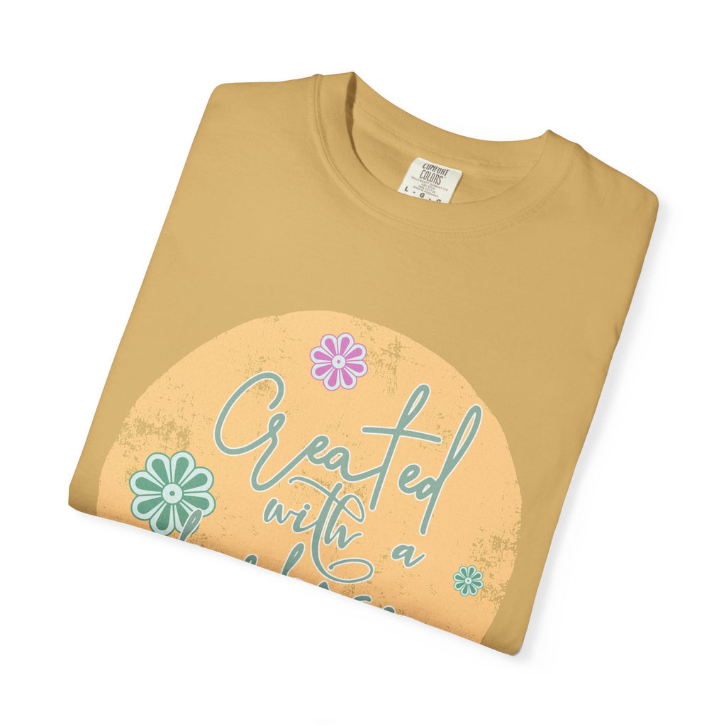 Created with a Purpose T-shirt |Textured Floral Handlettering Circle Design