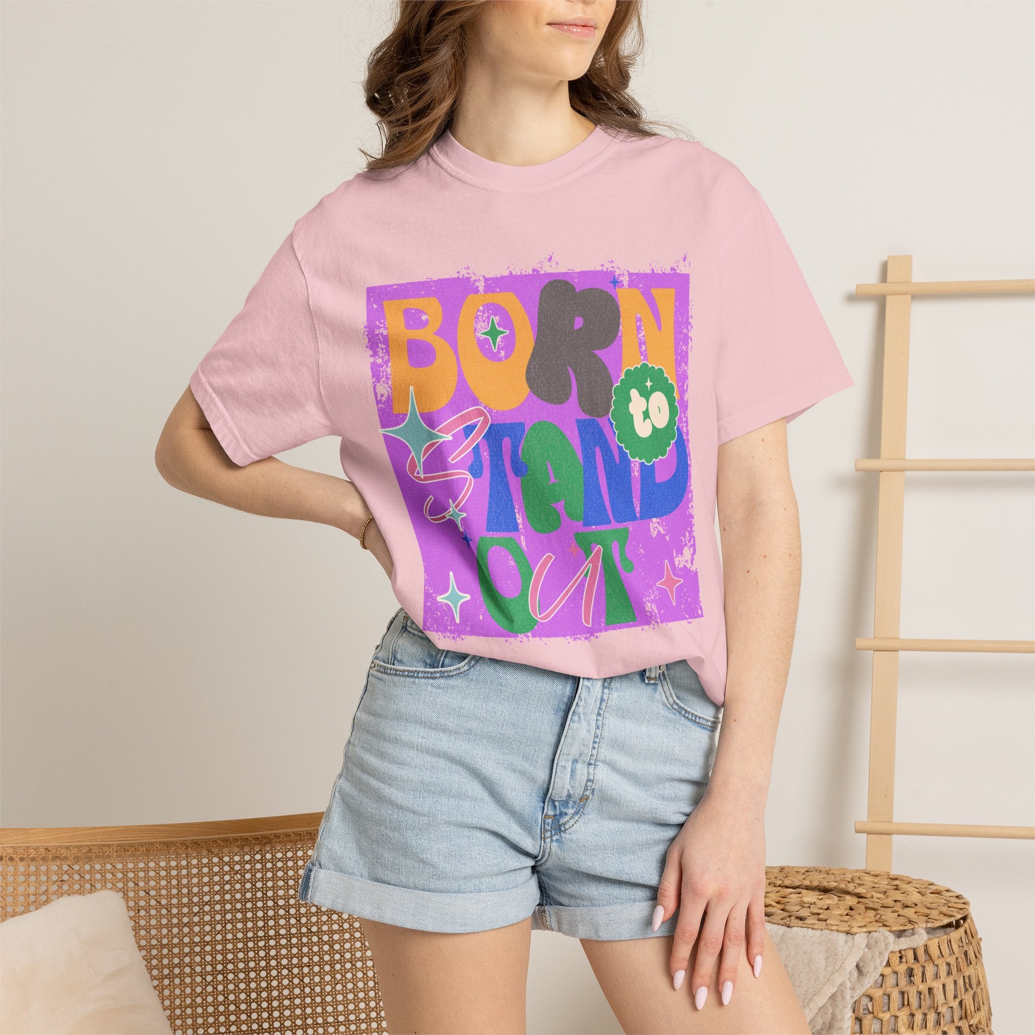 Born to Stand Out Graphic Textured T-Shirt