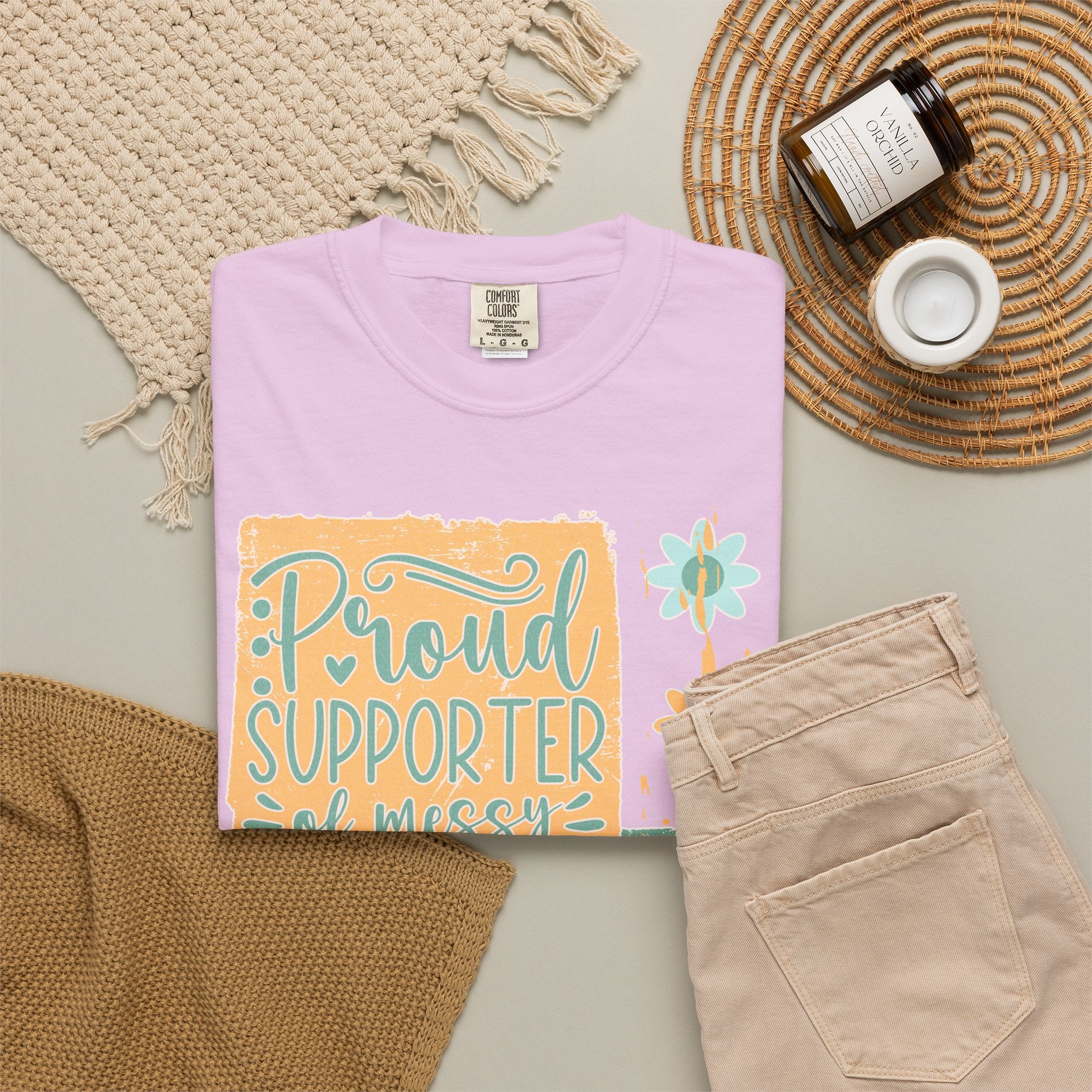 Proud Supporter of Messy Hair and Sweatpants Textured T-Shirt
