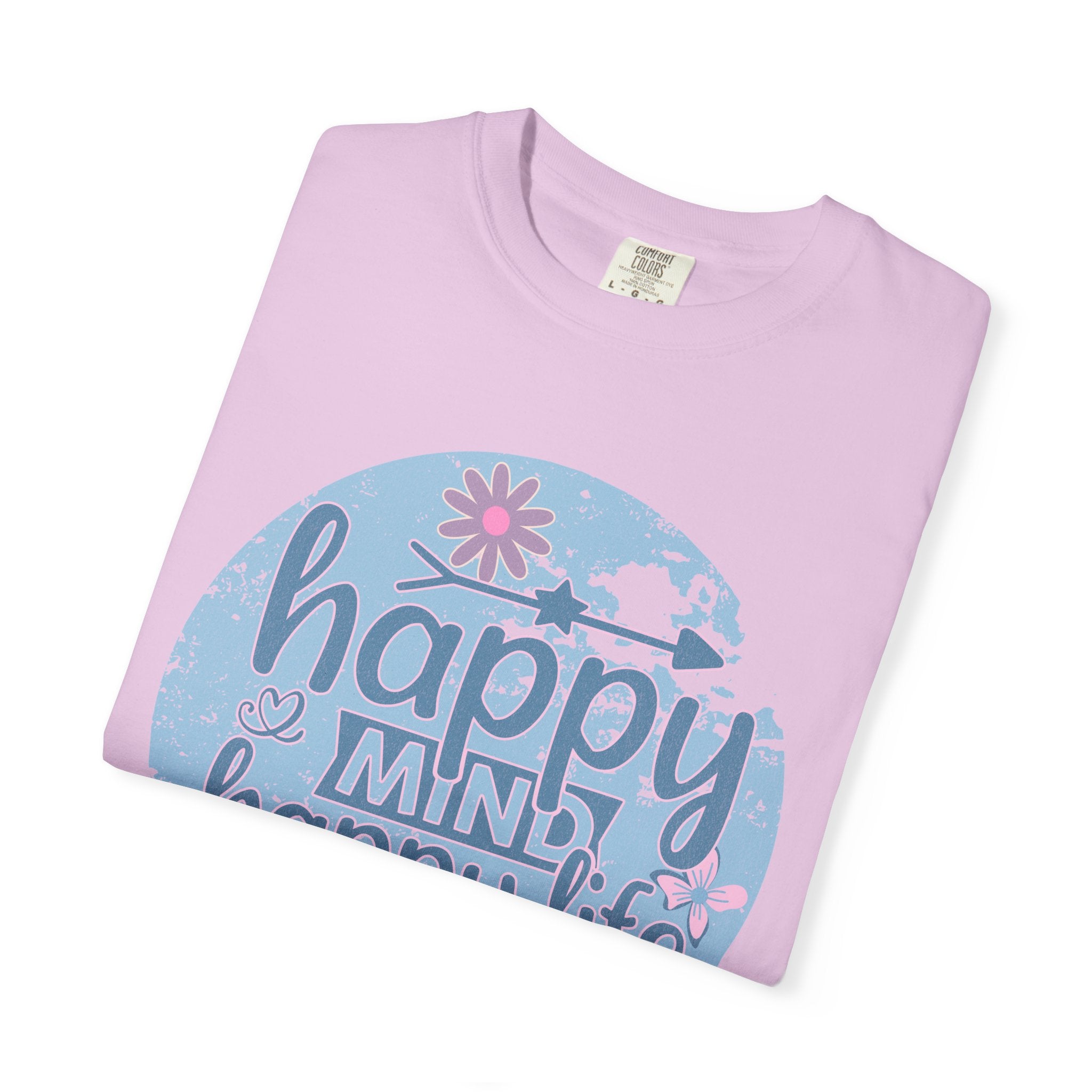 Happy Mind Happy Life Textured T-Shirt