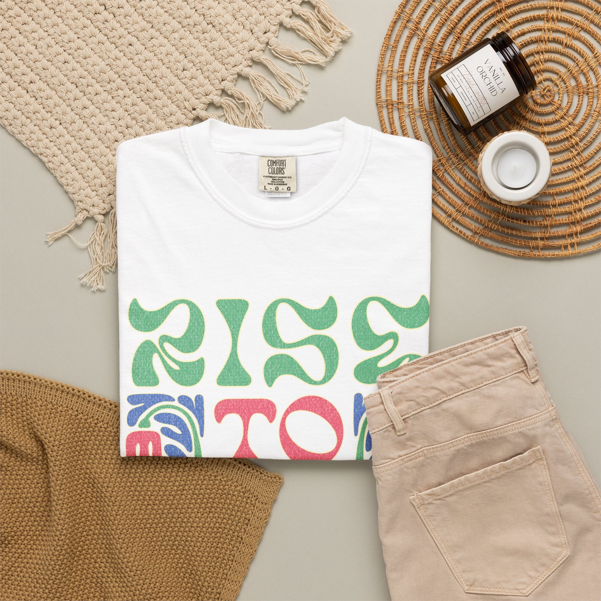 Textured Rise to Shine T-shirt | Retro Psychedelic Lettering