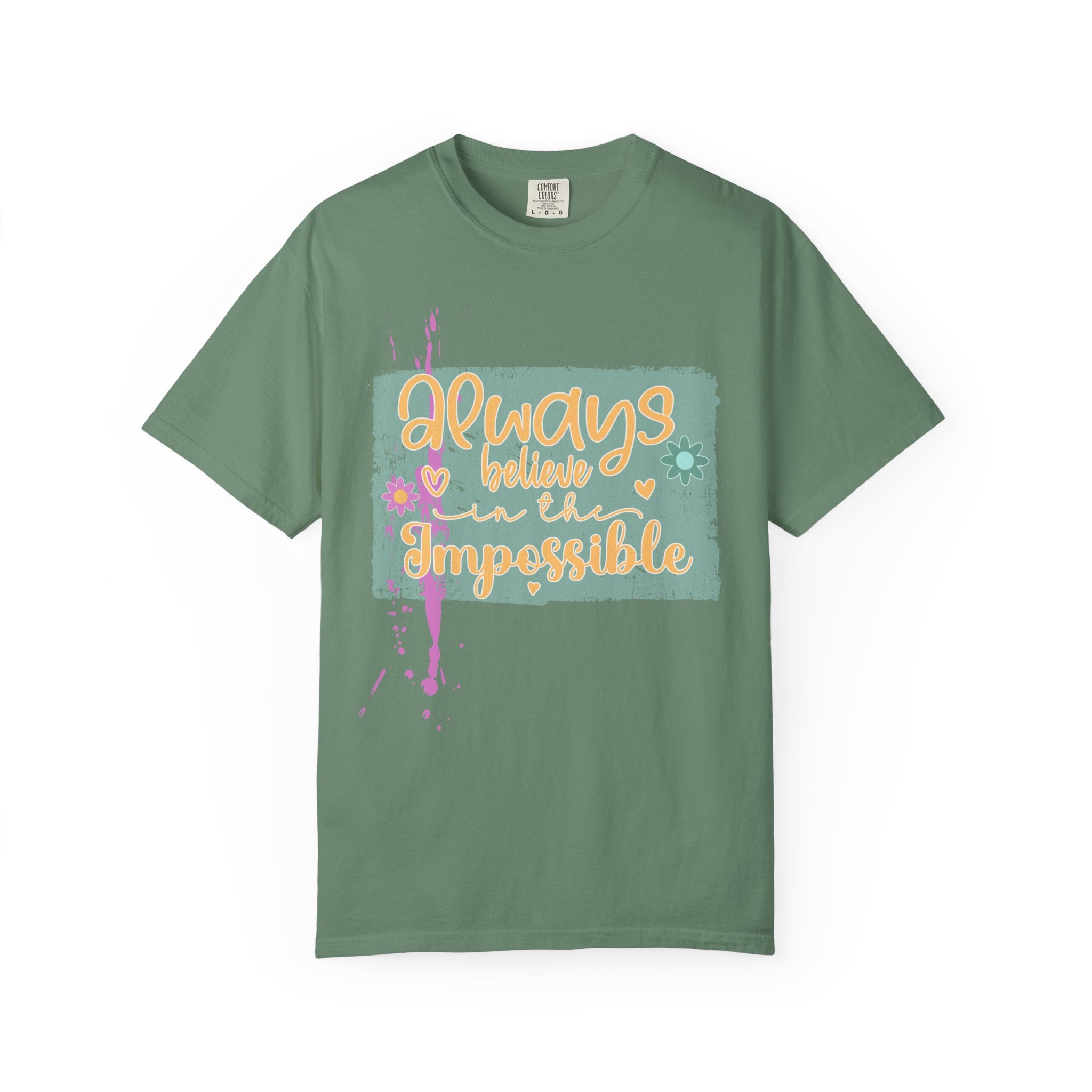 Textured Retro Believe In Impossible Unisex Garment-Dyed T-shirt