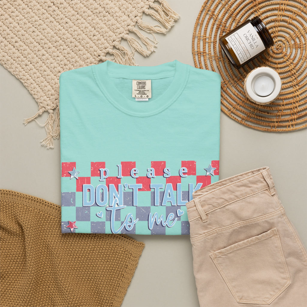 Textured Don’t Talk to Me Checkerboard T-Shirt — Retro USA Graphic Tee
