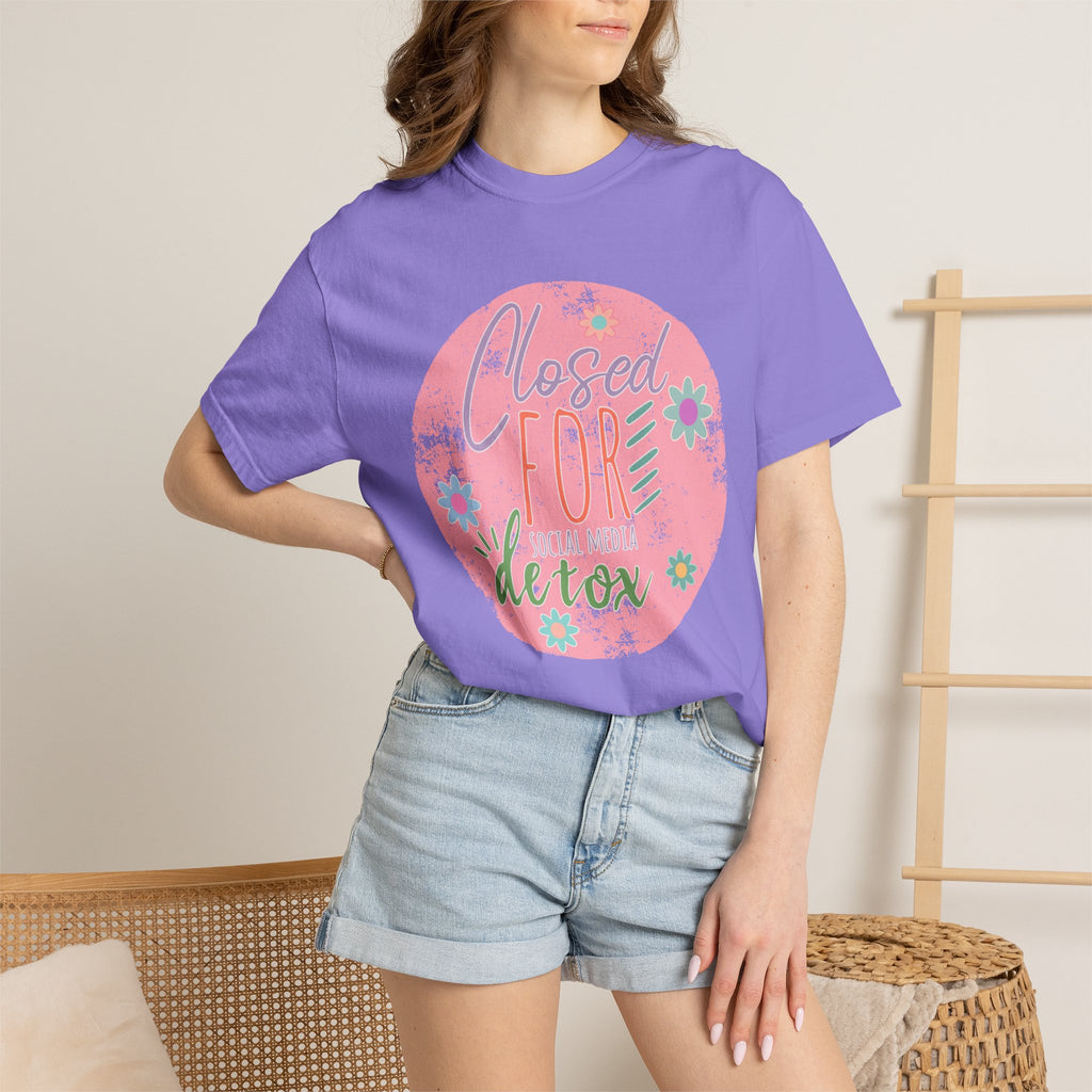 Closed For Detox Textured T‑Shirt — Cute Floral Wellness Tee