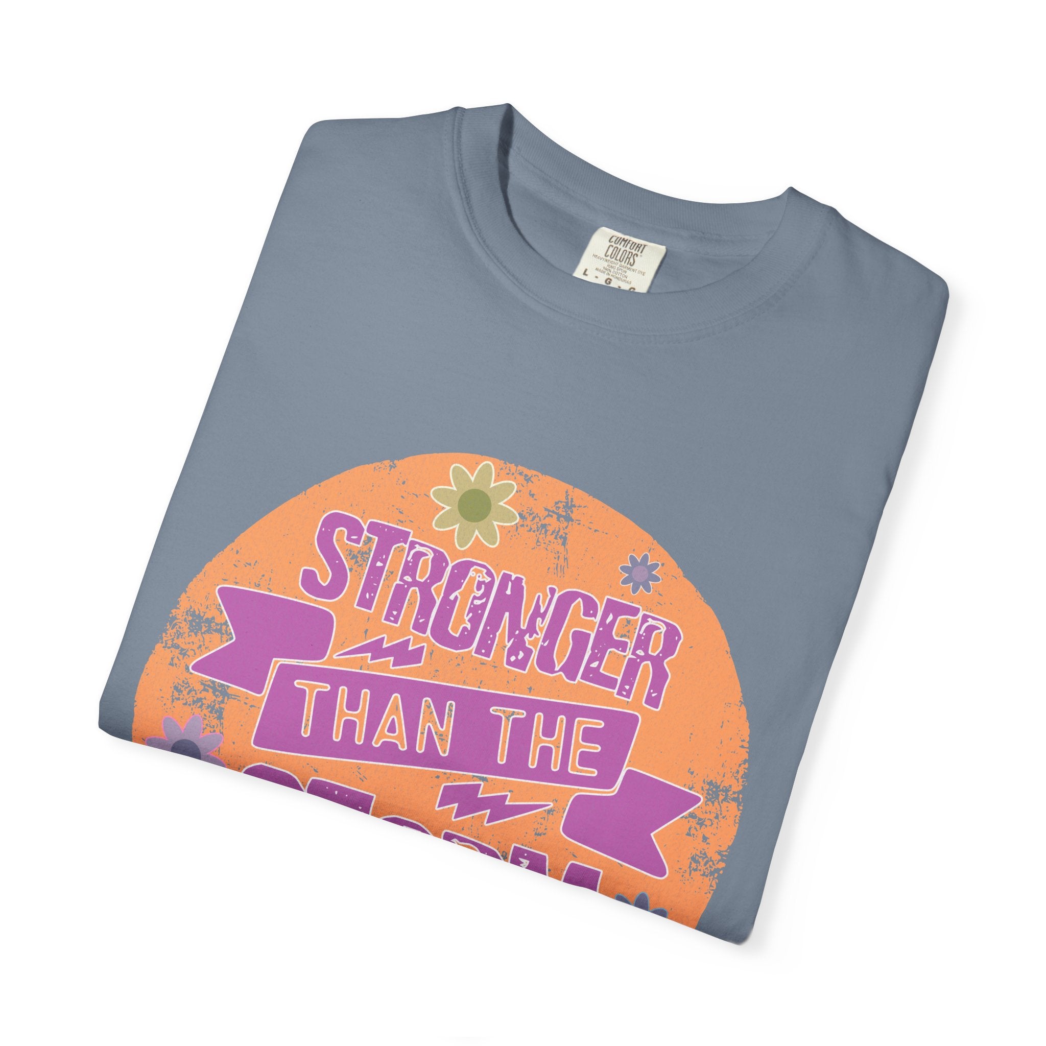 Textured Stronger Than the Storm T-Shirt — Inspirational Floral Graphic Tee