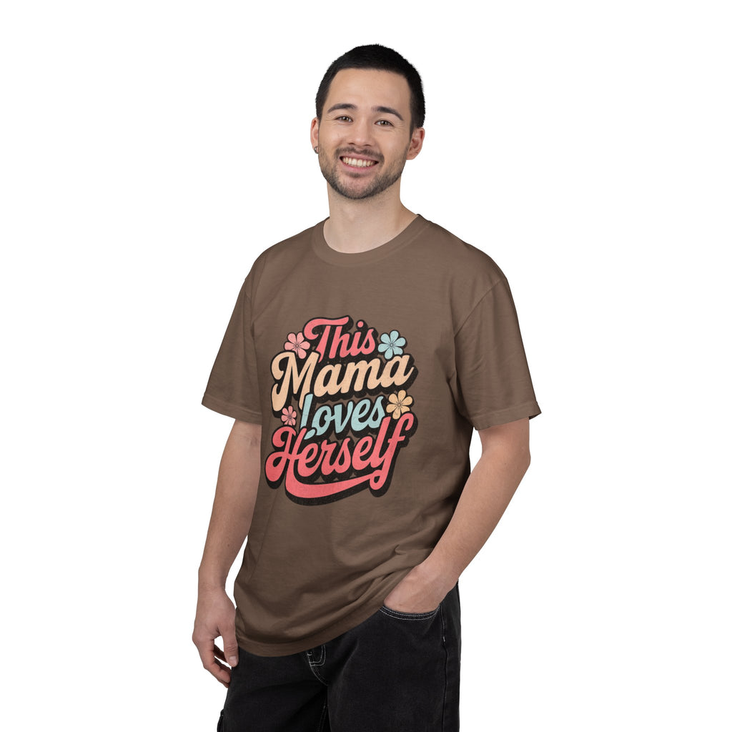 This Mama Loves Herself T-Shirt |Textured Retro Floral Typography