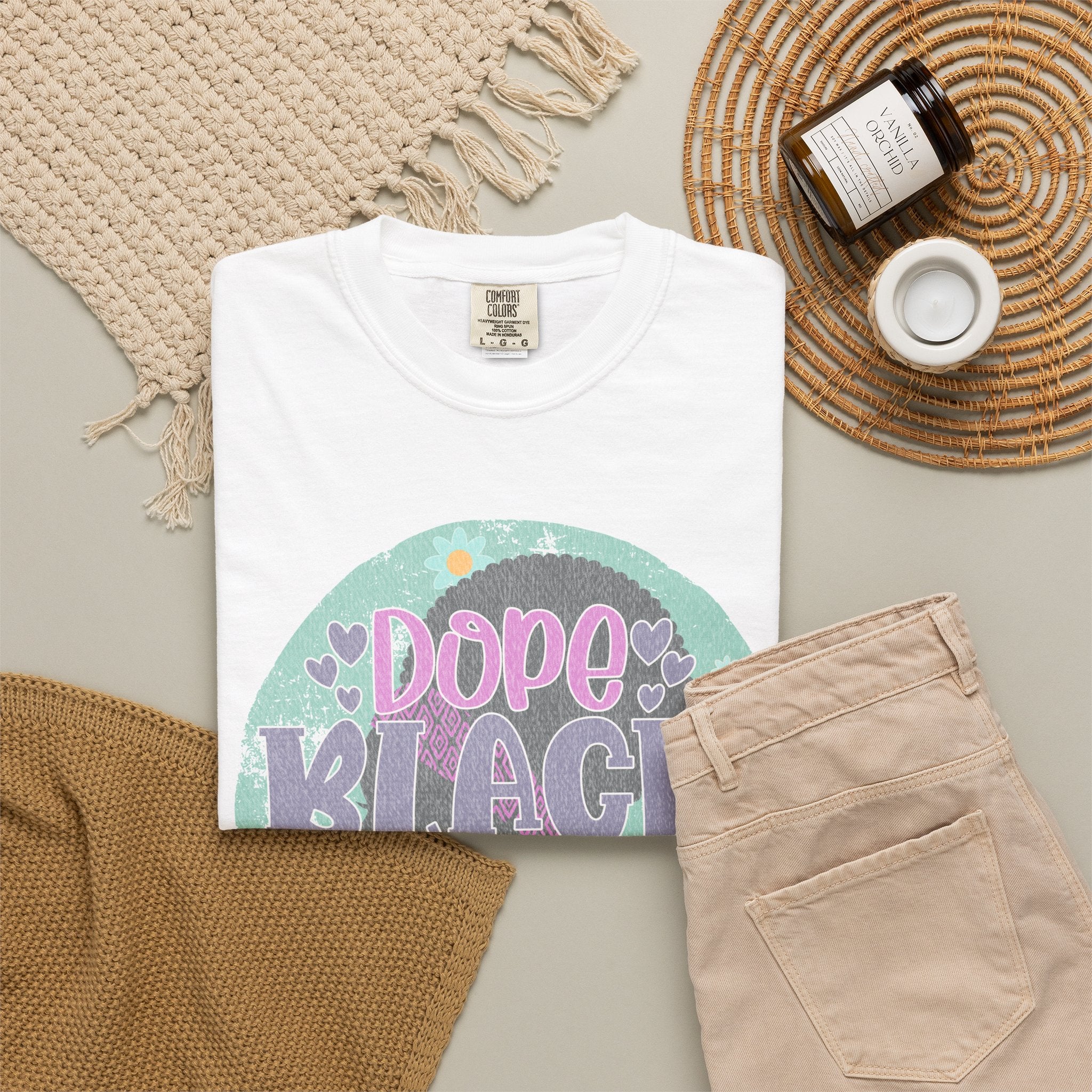 Dope Black Mom Textured T-Shirt — Retro Floral Pride Tee for Black Mothers